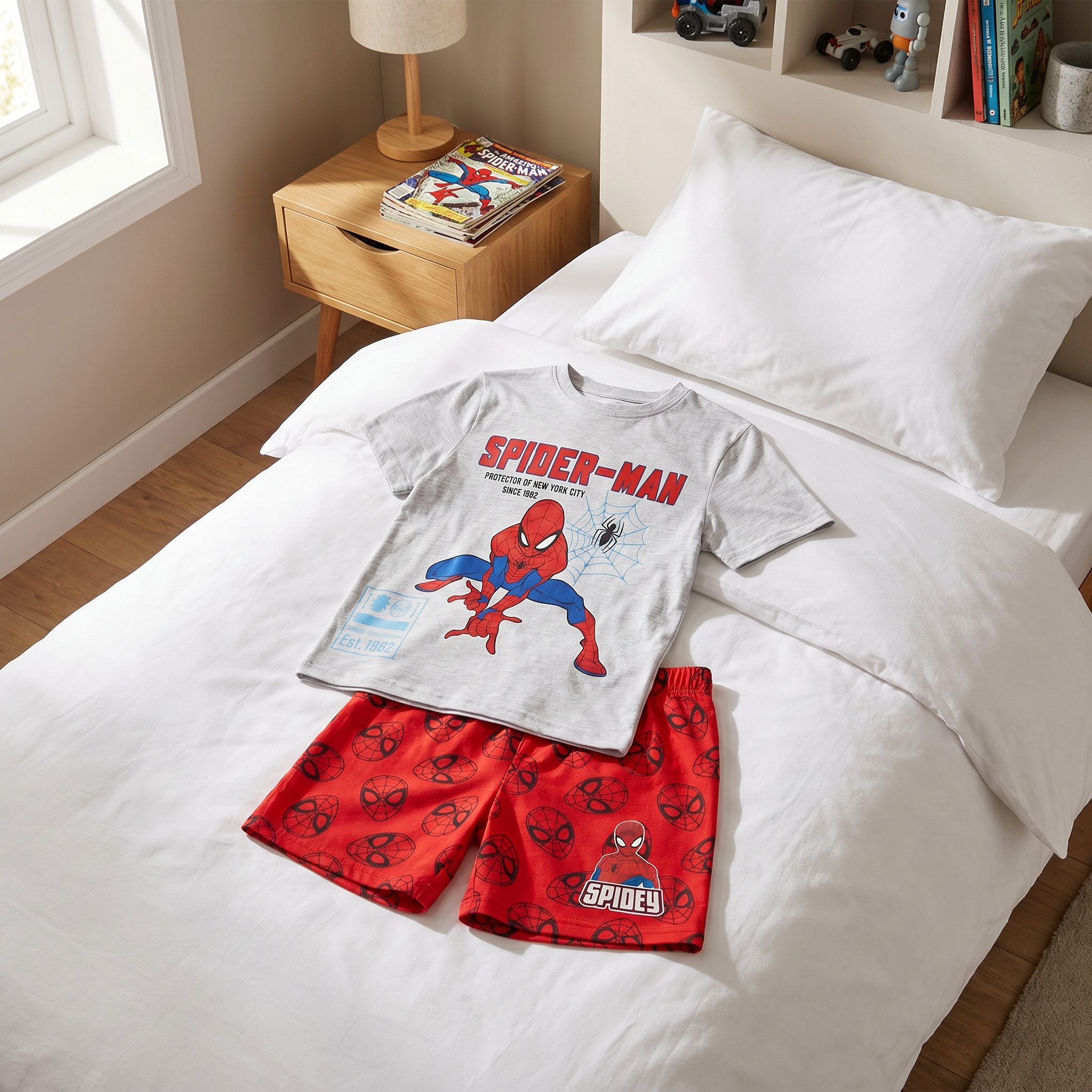MARVEL Schlafanzug Marvel Spiderman Kinder kurz Pyjama Schlafanzug Shorts Shirt (Packung) Gr. 98 bis 128, Baumwolle – Bild 5 von 5