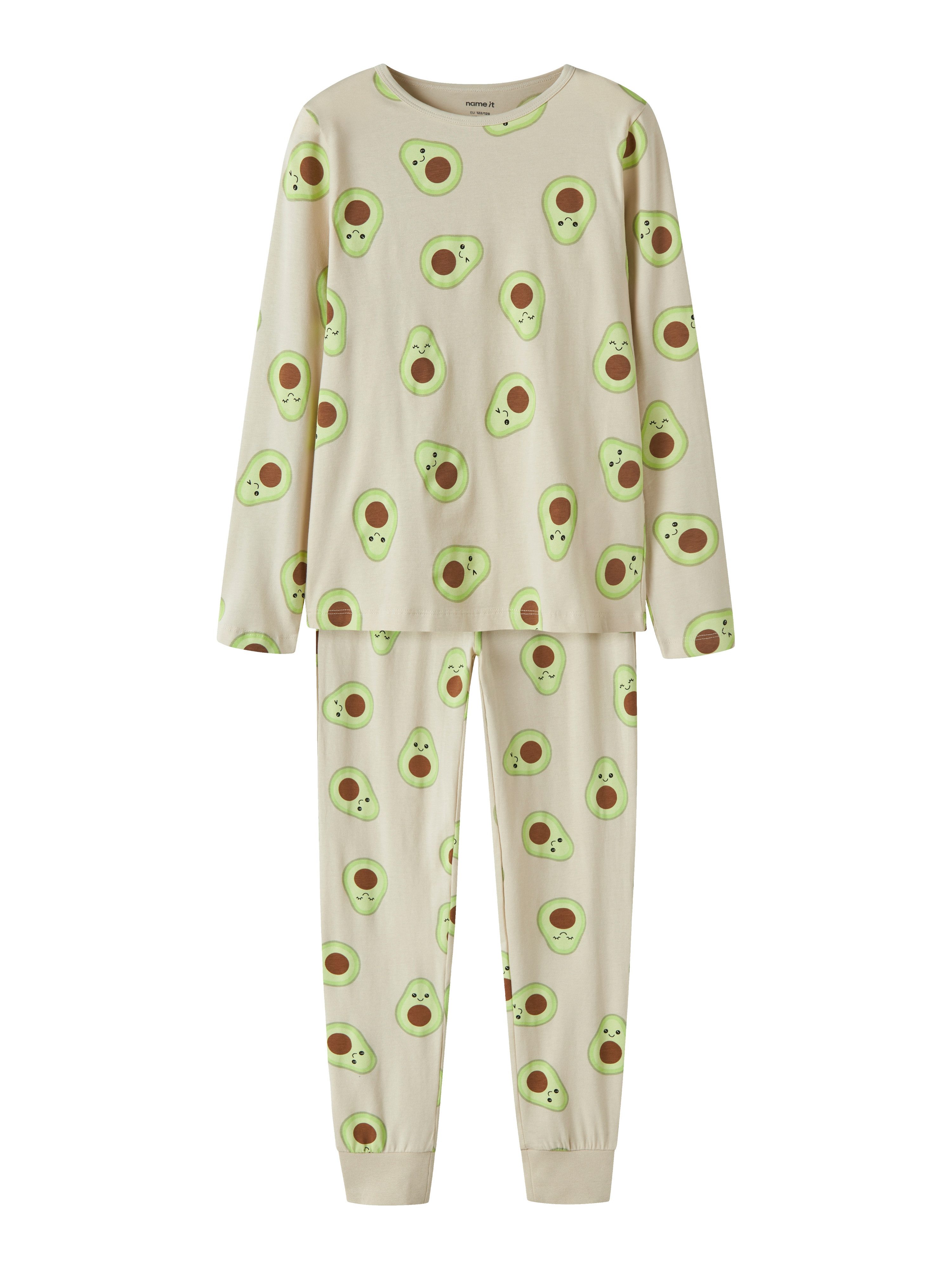 Name It Schlafanzug NKFNIGHTSET OATMEAL AVOCADO NOOS (Set, 2 tlg) im lustigen Avocado-Alloverprint