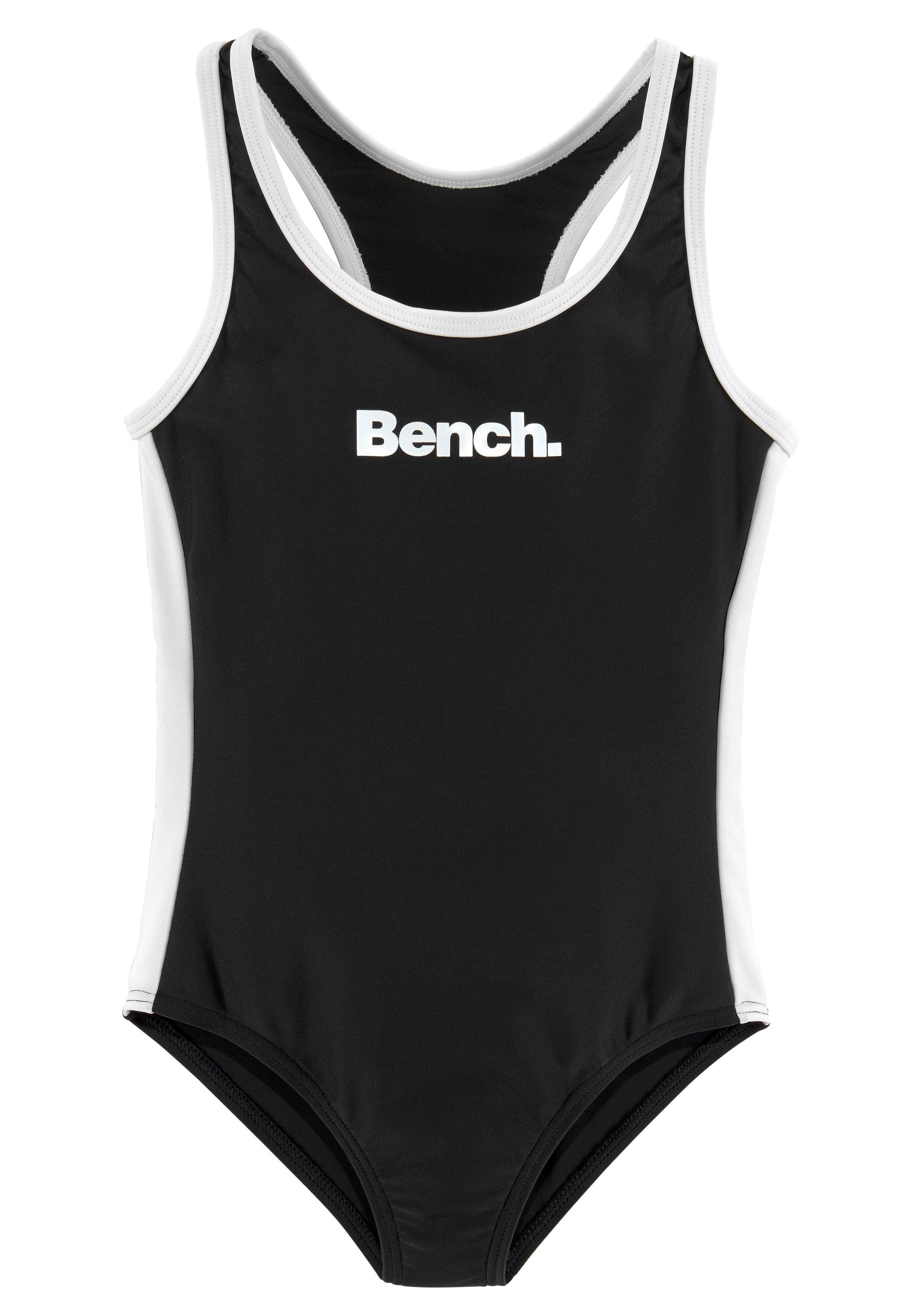 Badeanzug Logoprint schwarz-weiß mit Bench.