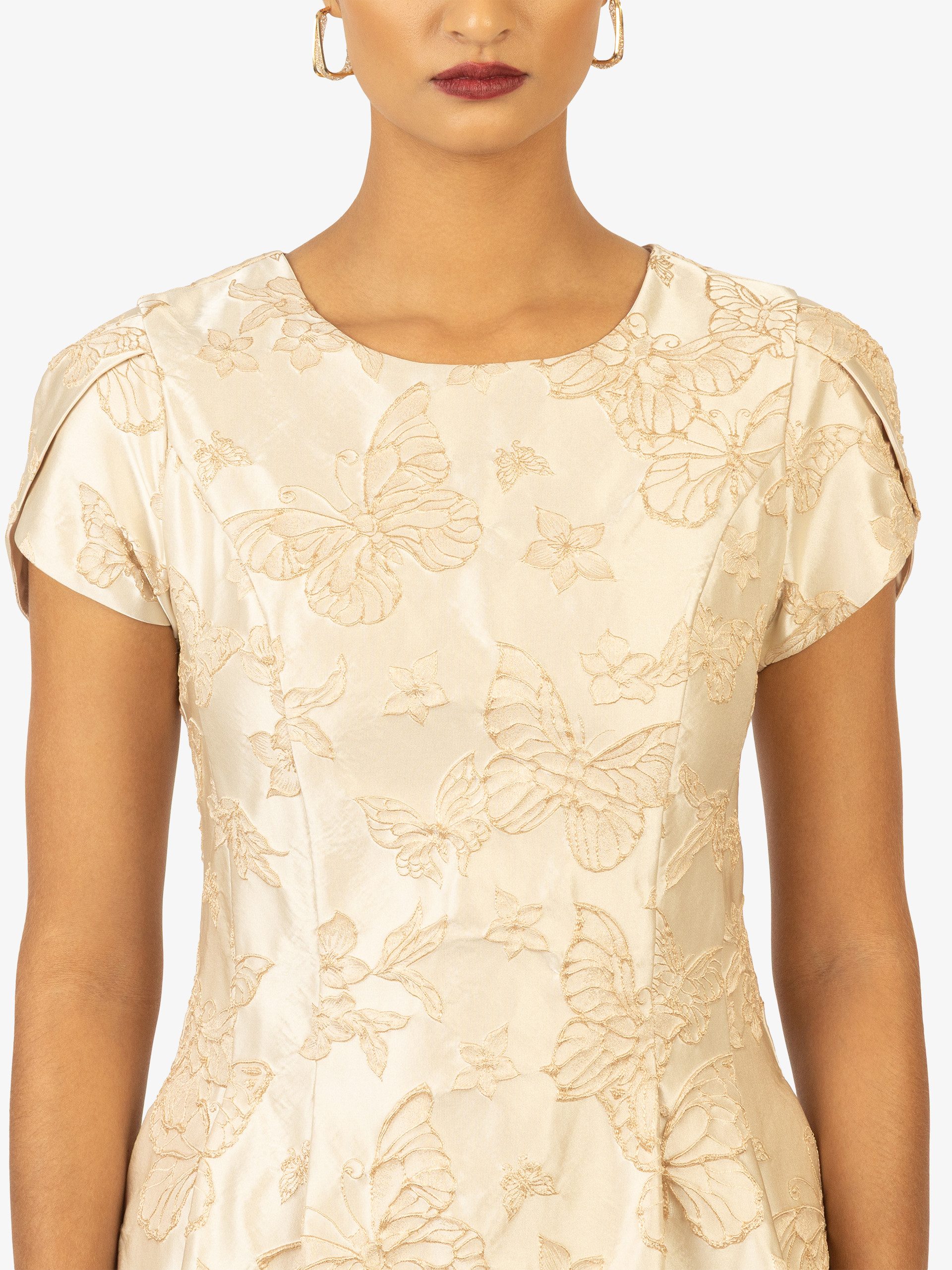Kraimod Cocktailkleid mit floralem Muster & Puffärmeln