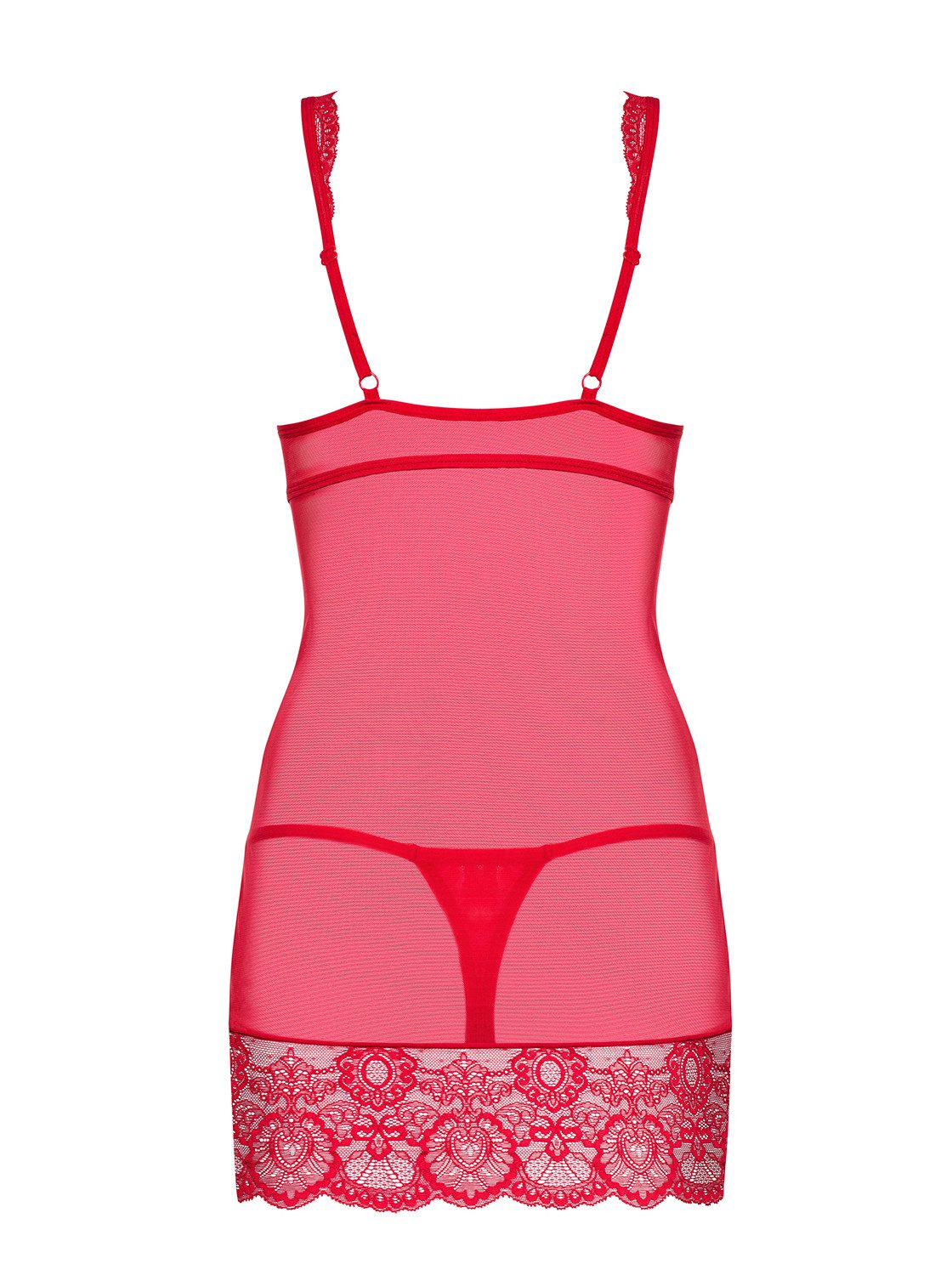 Obsessive Minikleid Frauen Dessous Negligee Minikleid in Rot mit String Bügel-Cups und flo