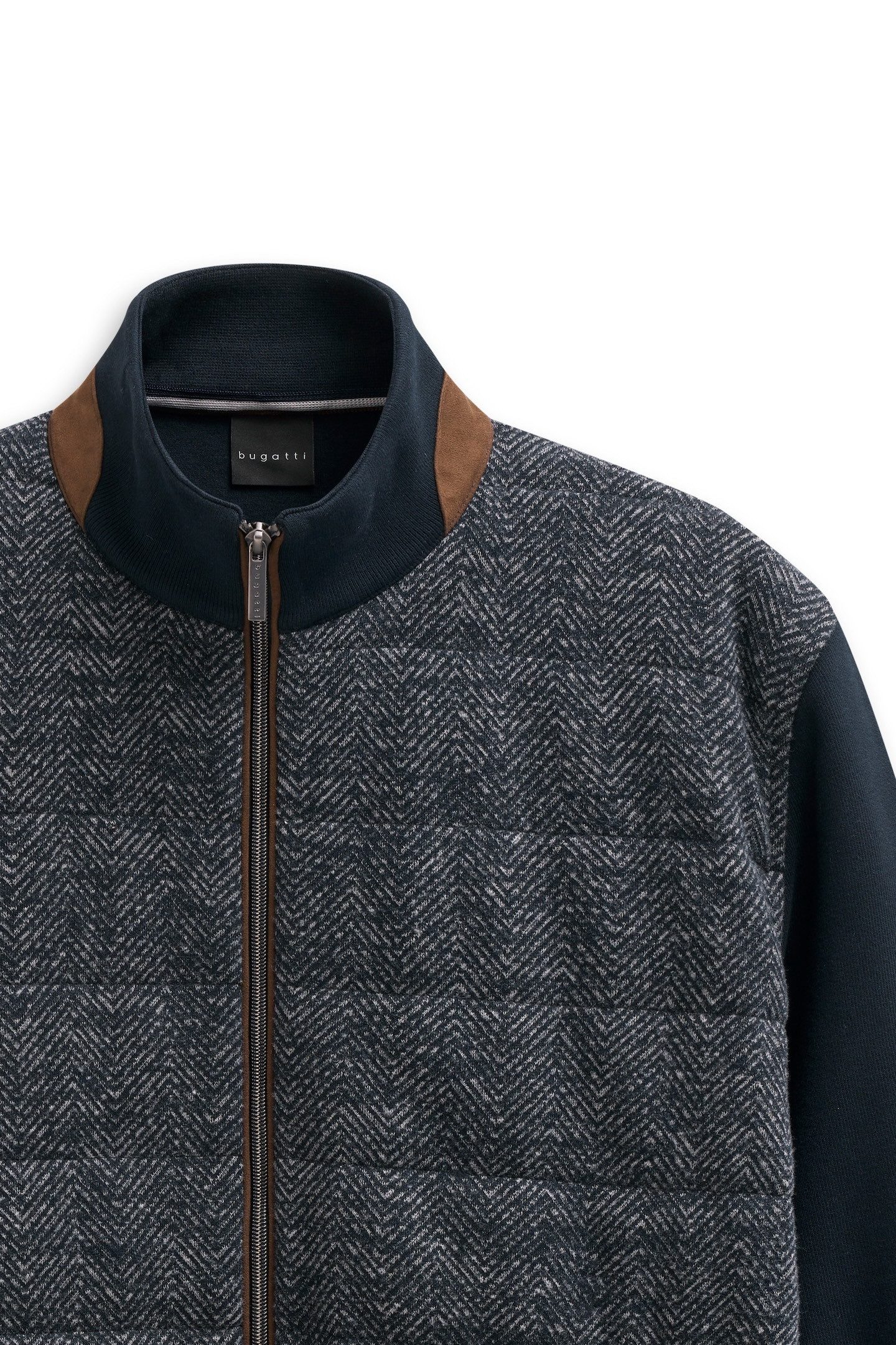 bugatti Sweatjacke Regular Fit mit Stehkragen und aus Baumwollmix