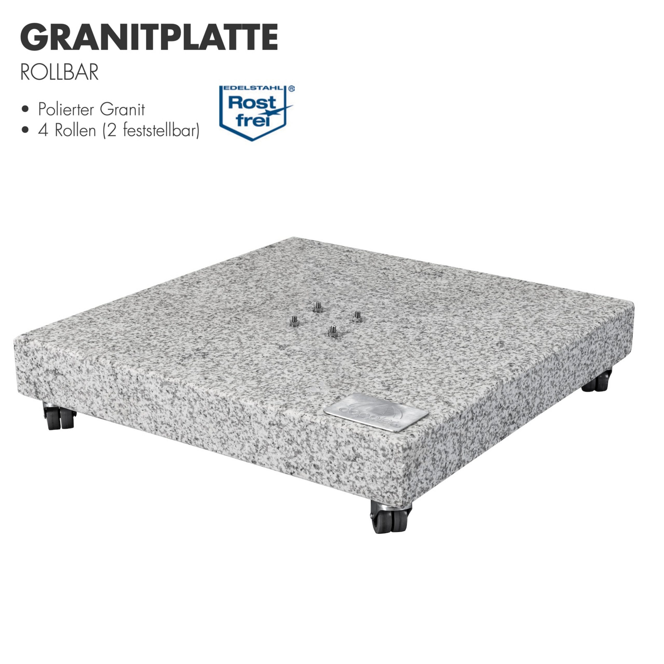 doppler® Sonnenschirm Doppler Granitplatte rollbar 140 kg Sockel Schirmsockel 80 x 80 x 14