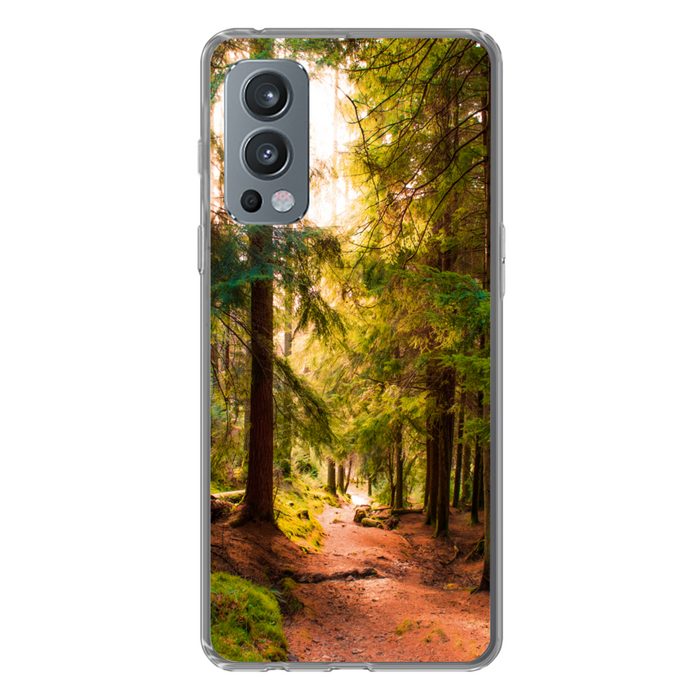 MuchoWow Handyhülle Wald - Weg - Bäume - Grün - Sonne - Natur Phone Case Handyhülle OnePlus Nord 2 Silikon Schutzhülle