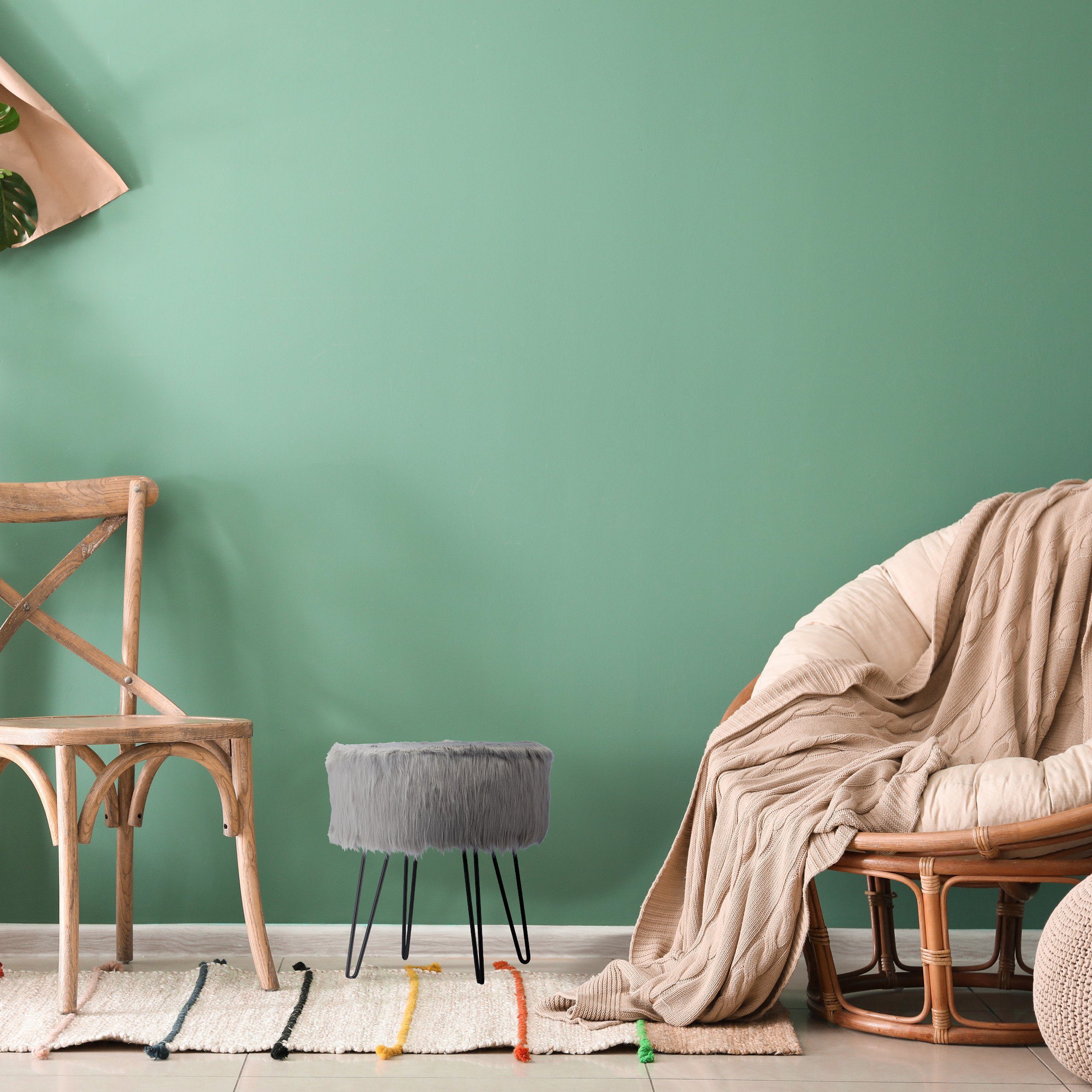 relaxdays Sitzhocker Fellhocker grau günstig online kaufen