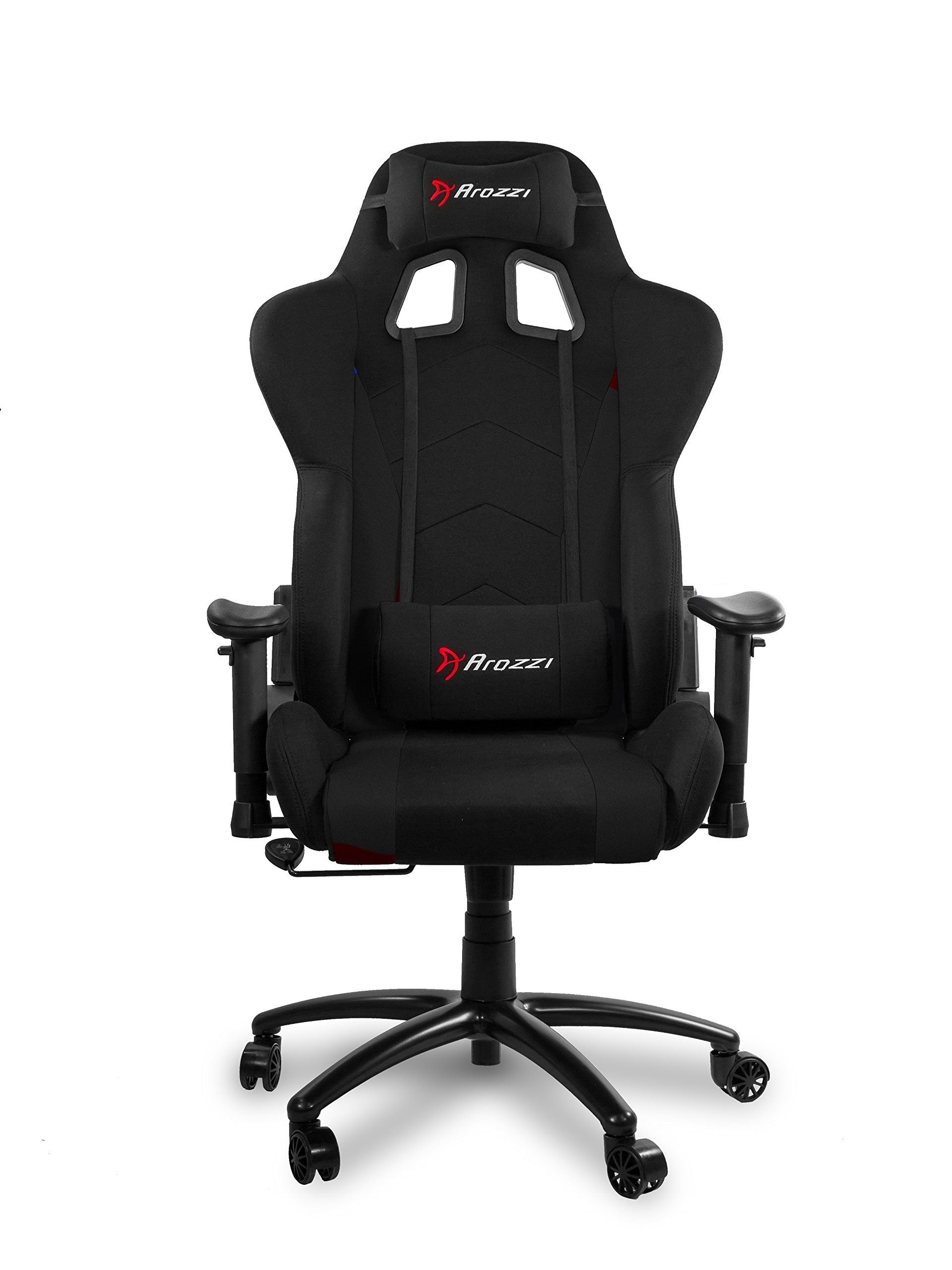 Arozzi Gaming Chair INIZIO-FB-BLACK, Atmungsaktiver Stoff, Schaukelfunktion, 2D-Arme, belastbar bis 105 kg