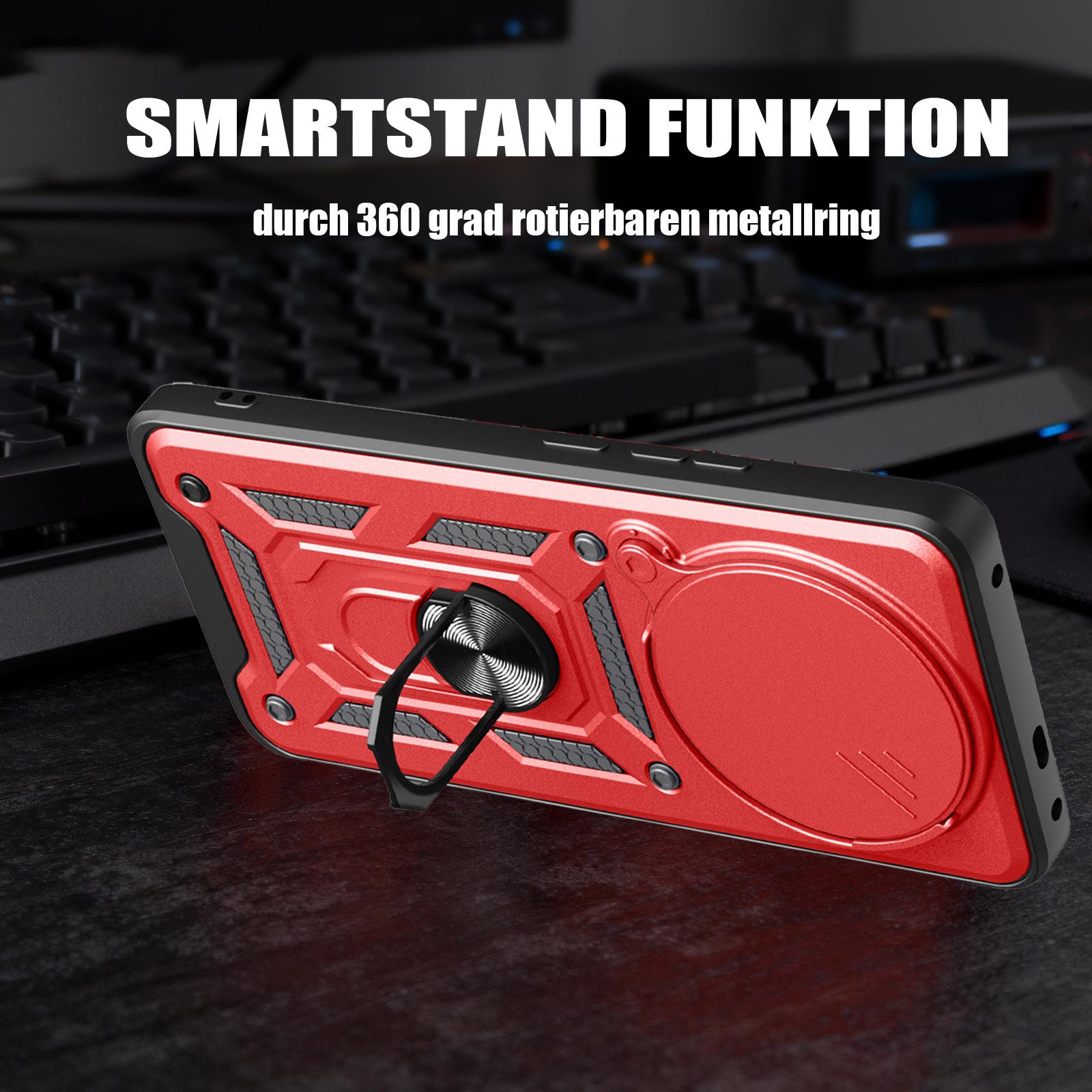 betterfon Handyhülle Panzer Hülle für Honor Magic 8 Lite Outdoor Case mit Kameraschutz, Outdoorhülle mit Ringhalter Smartstand und Silikonkern – Bild 4 von 5
