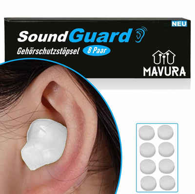 MAVURA Gehörschutzstöpsel SoundGuard Gehörschutz Stöpsel Silikon Ohrstöpsel Schlafen Lärm, Konzert Ohr Stöpsel Schwimmen wiederverwendbar [8 Paar]