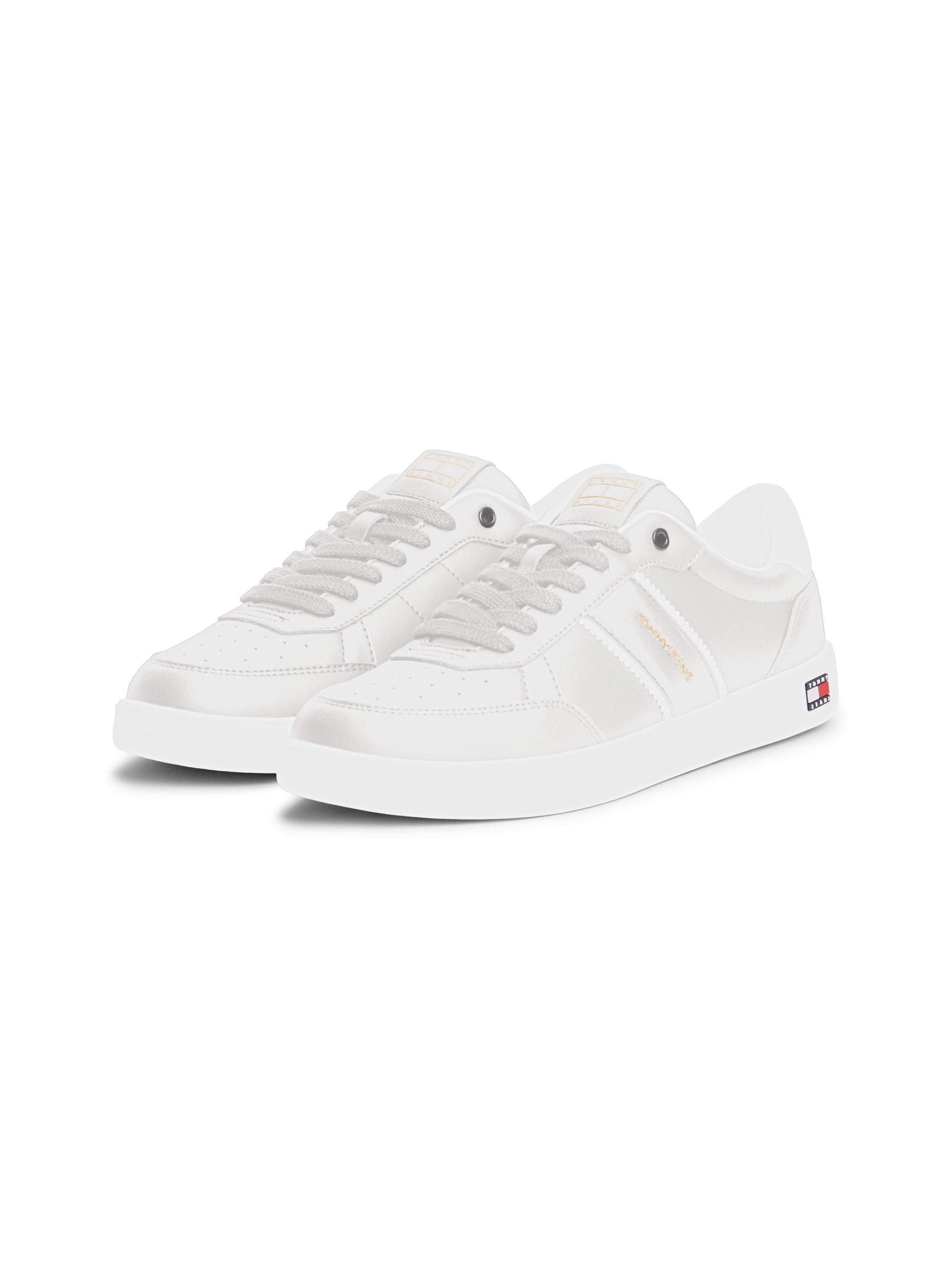 Tommy Jeans LIGHTWEIGHT FLAG LEATHER COURT Sneaker Freizeitschuh, Halbschuh, Schnürer mit Logoflagge im Plateau