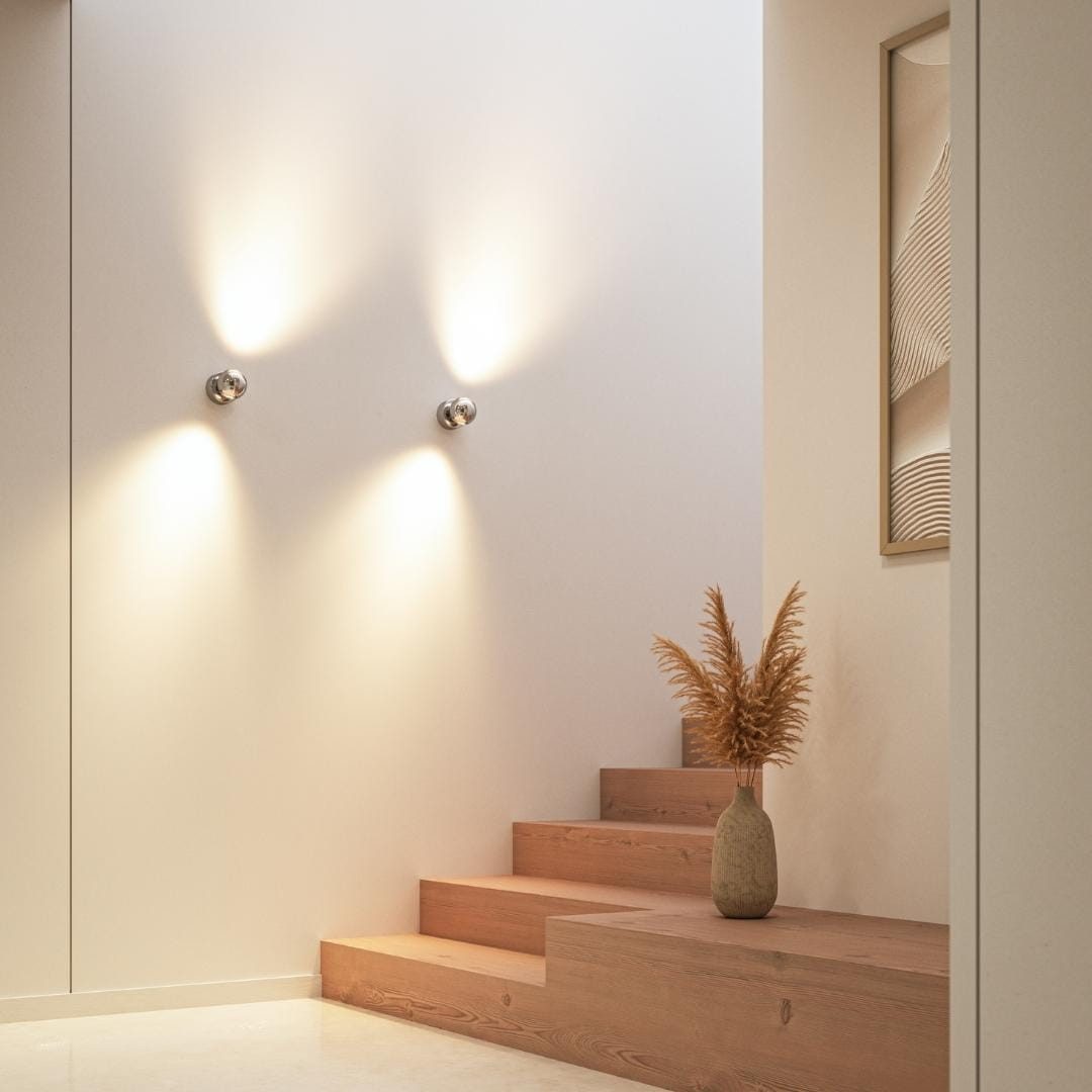 Neona LED Wandleuchte PONTOS Chrom, Dimmbar per Fernbedienung, LED fest integriert, Warmweiß