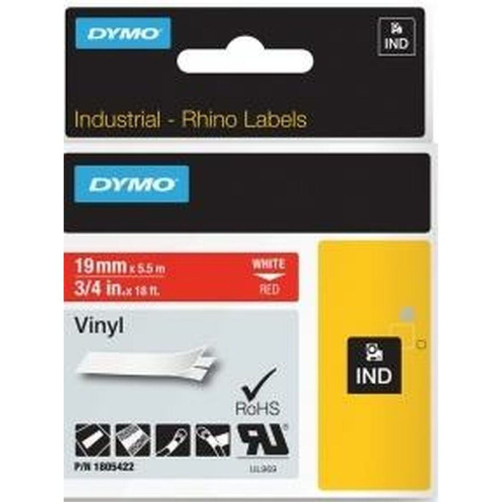 Thumbnail - DYMO Druckerband Schriftband RHINO 1805422, 19 mm weiß auf rot