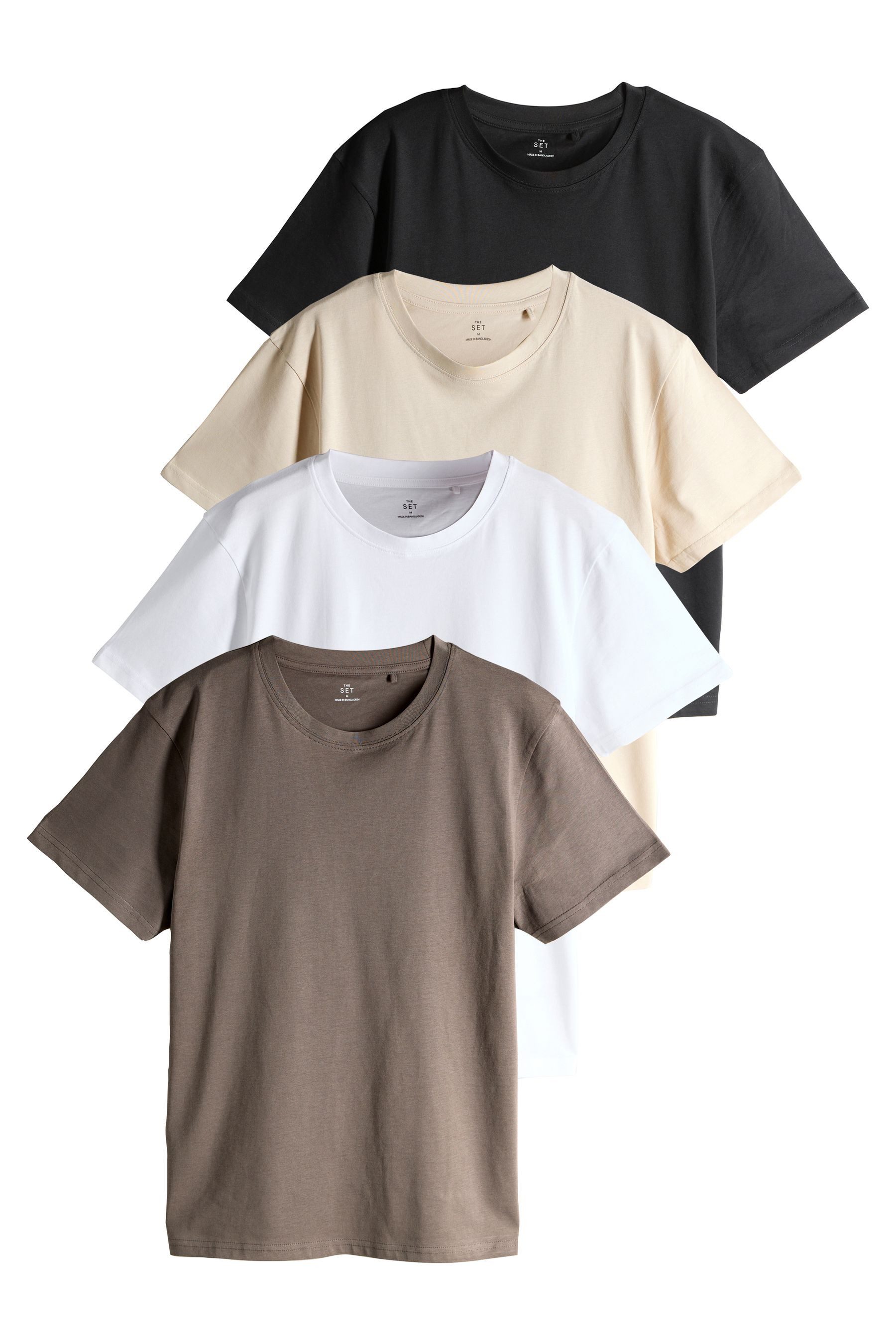 The Set T-Shirt The Set Regular Fit Kurzarm-T-Shirts im 4er-Pack (4-tlg)