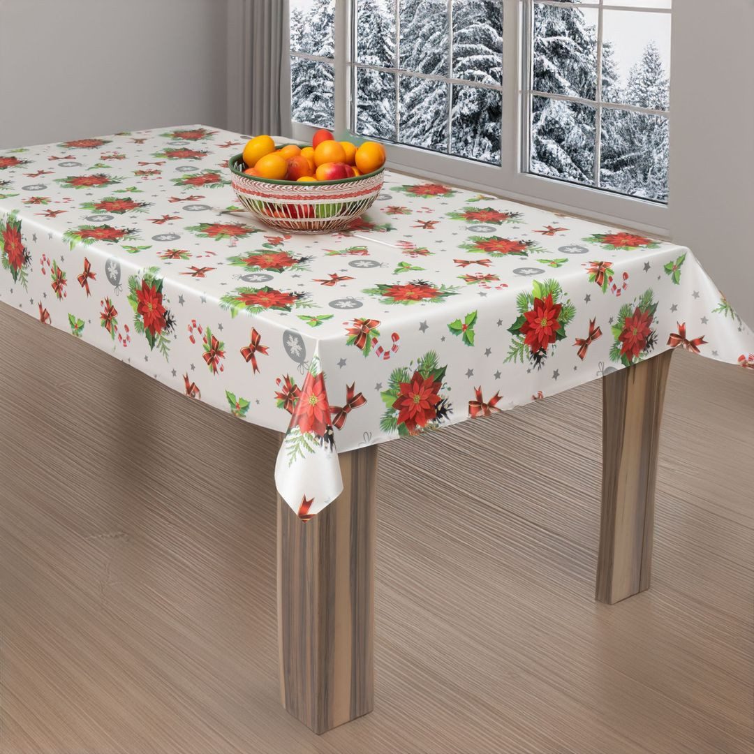 laro Tischdecke laro Wachstuch-Tischdecke Wachstischdecke Weihnachten Stern Mistel – Bild 3 von 5