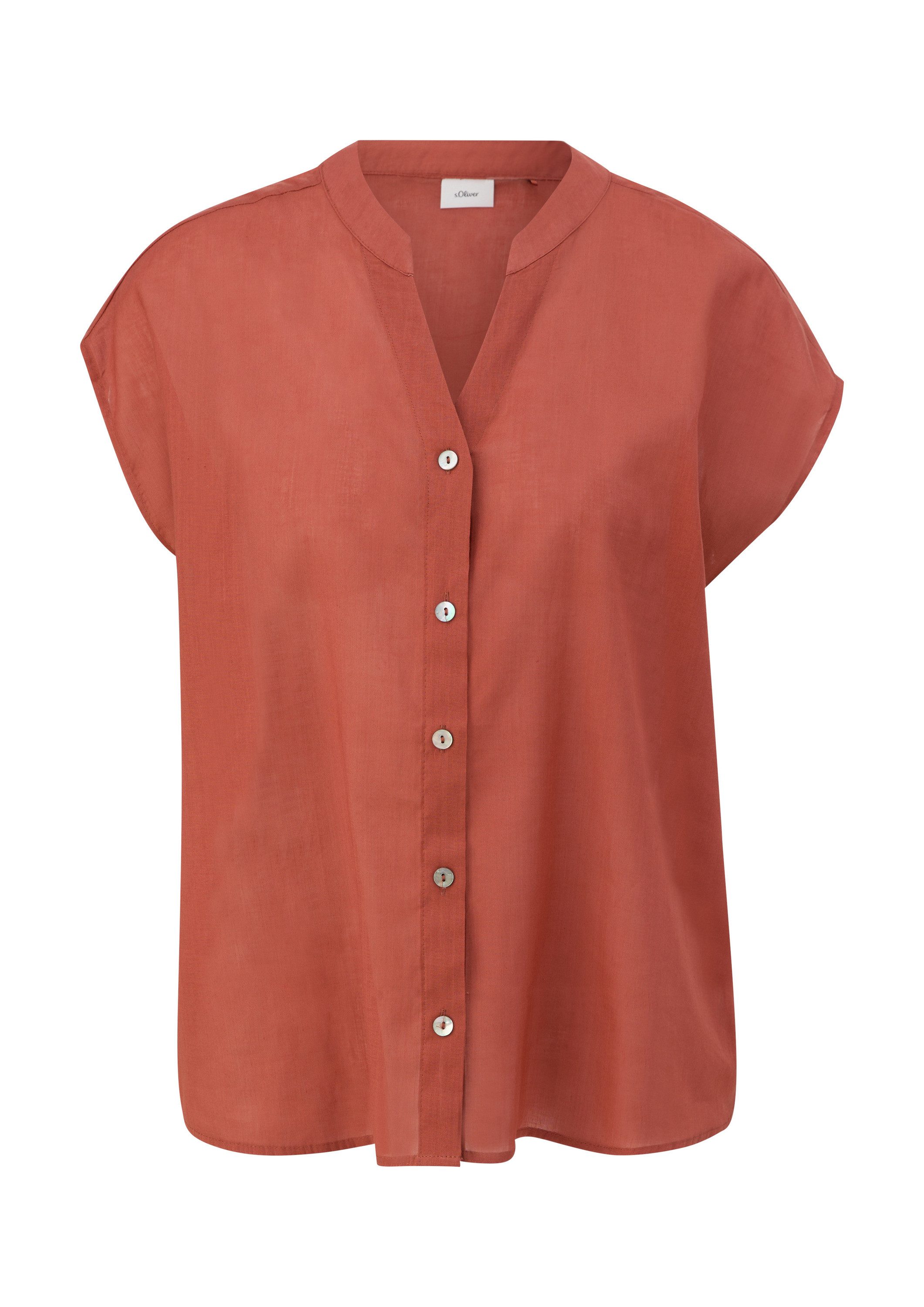 s.Oliver Kurzarmbluse Bluse Bluse mit Tunika-Ausschnitt