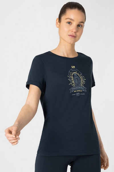 SUPER.NATURAL Print-Shirt Merino T-Shirt W SANTO PATRONA TEE pflegeleichter Merino-Materialmix