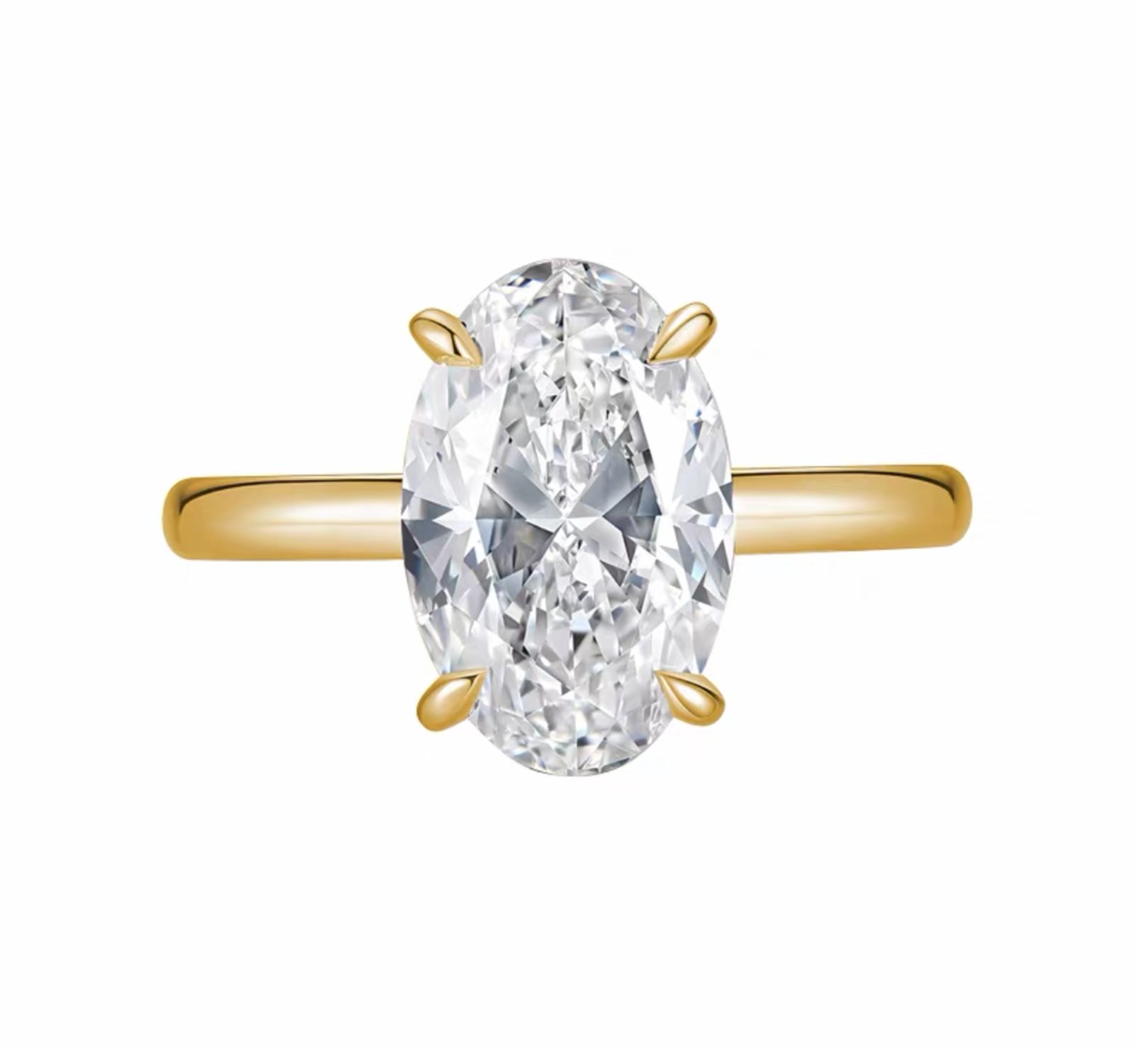 Jumpeak Diamantring Damen Diamantring,3Karat D VS1,Stapelring,ovaler Schliff, 14KGold, Geschenk zum Jahrestag,Weihnachtsgeschenk,Geburtstagsgeschenk