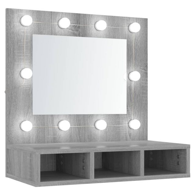 vidaXL Badezimmerspiegelschrank Spiegelschrank mit LED Grau Sonoma 60×31,5×62 cm