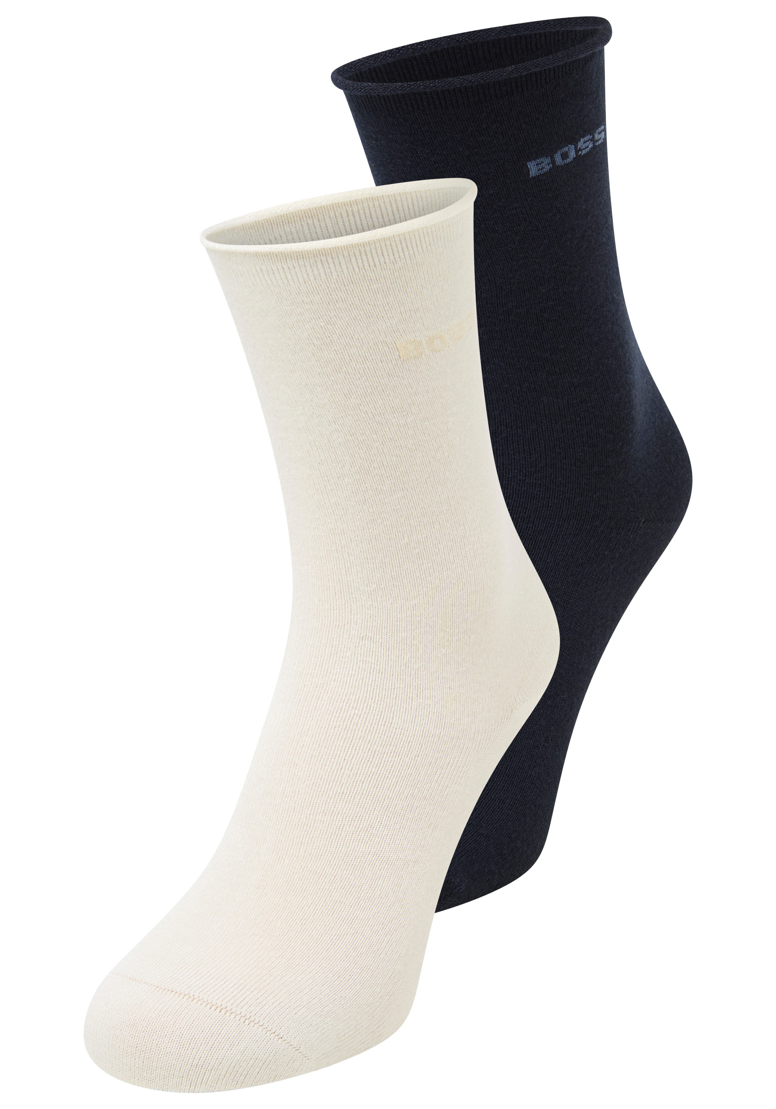BOSS Socken (2-Paar) mittelhoch, verstärkte Zehen- und Fersenpartie
