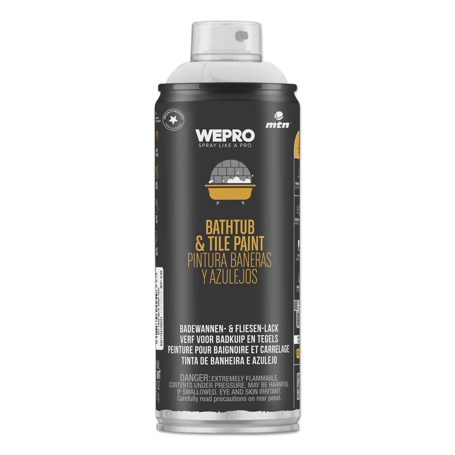 MTN Sprühlack Badewannen- & Fliesenlack Spray, Weiß, 400ml, Epoxid Renovierlack