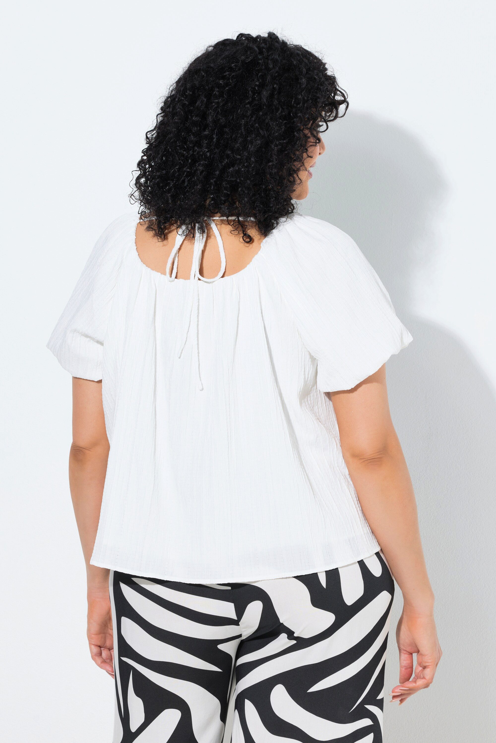Ulla Popken Tunika Bluse Oversized Carmen-Ausschnitt Halbarm Futter