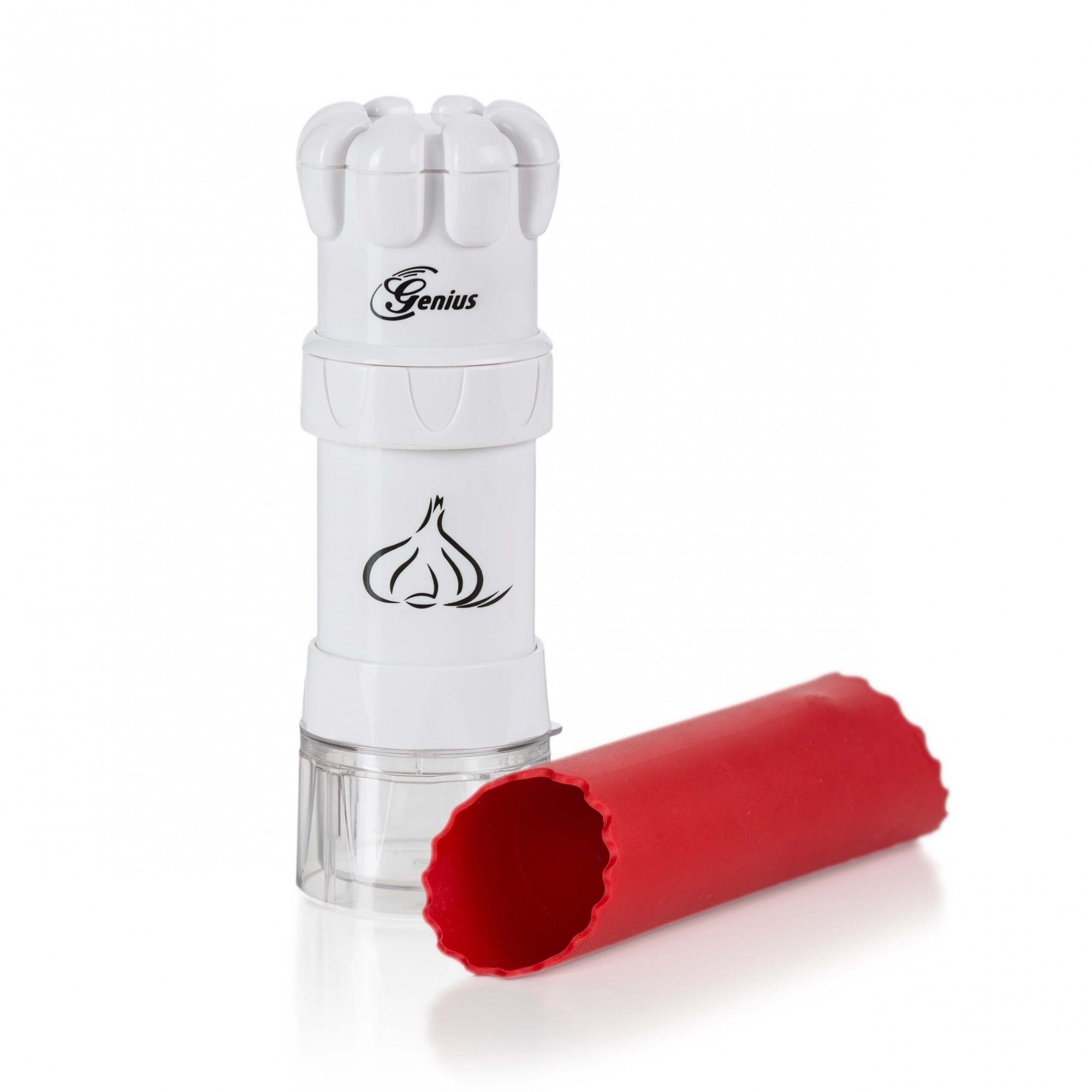 Genius Knoblauchschneider Knoblauchpresse G5 3-tlg, Knoblauchschneider Garlic Press, pikante kleine Würfel - sauber und dekorativ