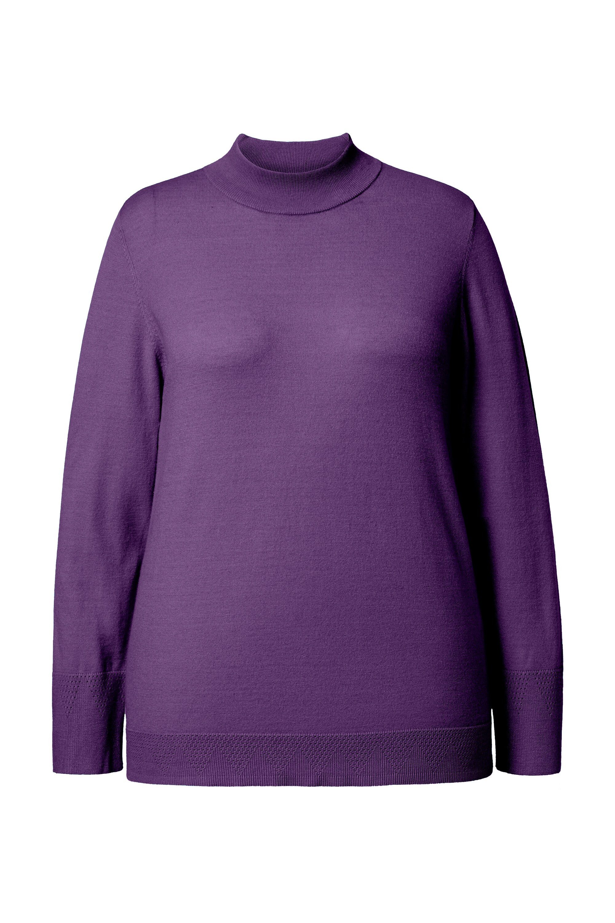 Ulla Popken Strickpullover Pullover Stehkragen Langarm Rippbündchen günstig online kaufen
