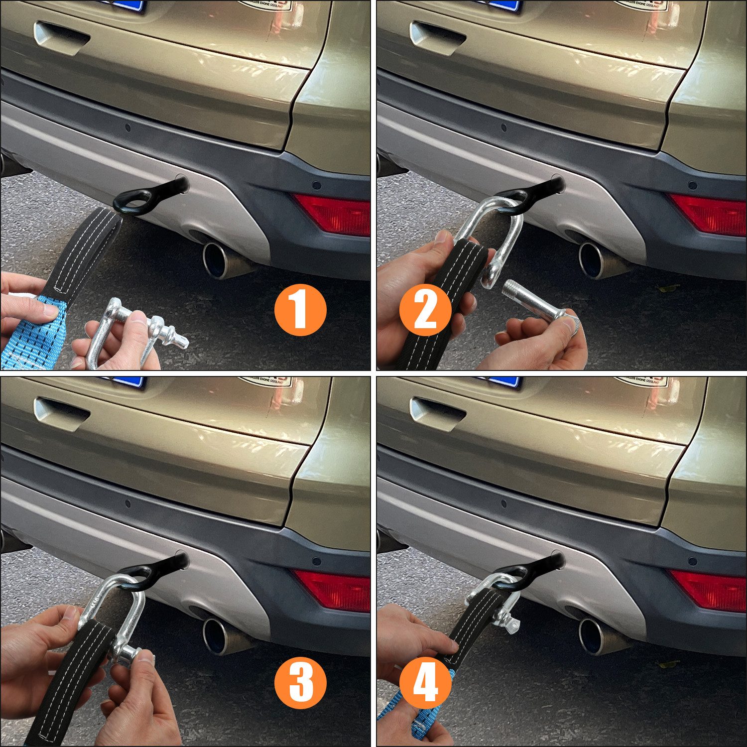 Clanmacy Abschleppseil Lastseil bis zu 8 Tonnen 5M x 5cm mit reflektierenden Streifen