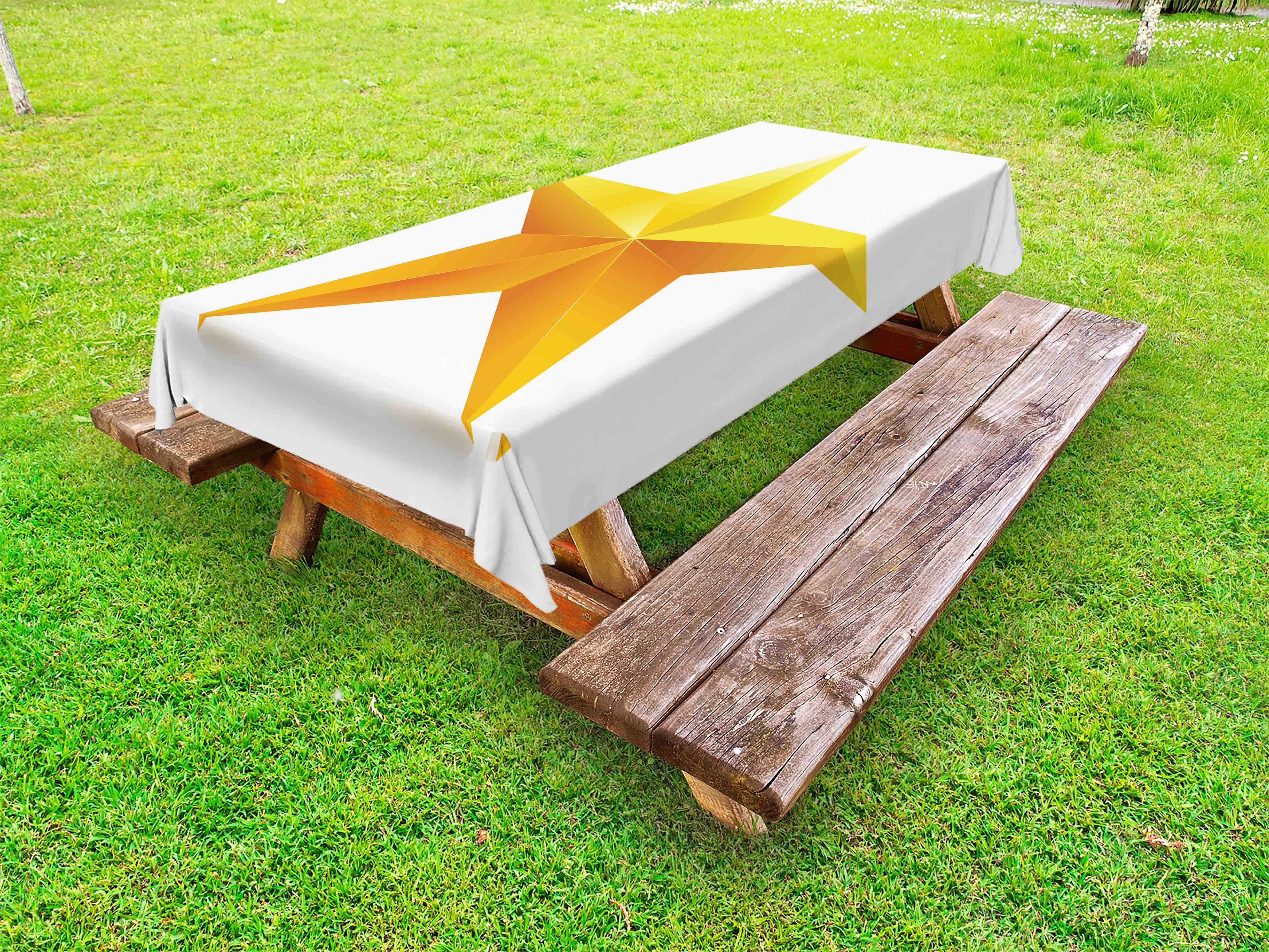 Abakuhaus Tischdecke dekorative waschbare Picknick-Tischdecke, Gelb Einzelner gelber Ombre Stern