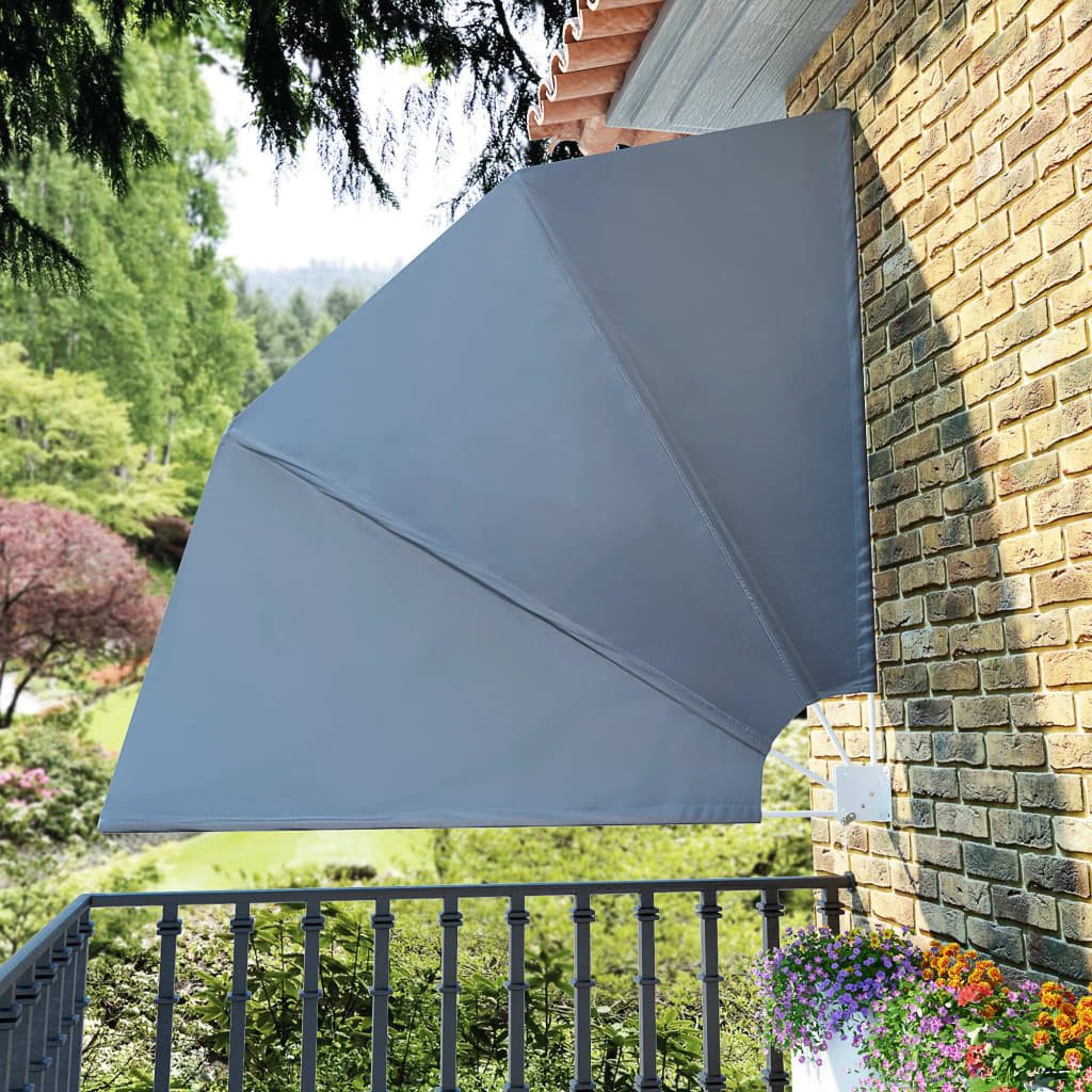 vidaXL Seitenmarkise 210 x 210 cm Faltbarer Balkonfächer Grau 210x210 cm