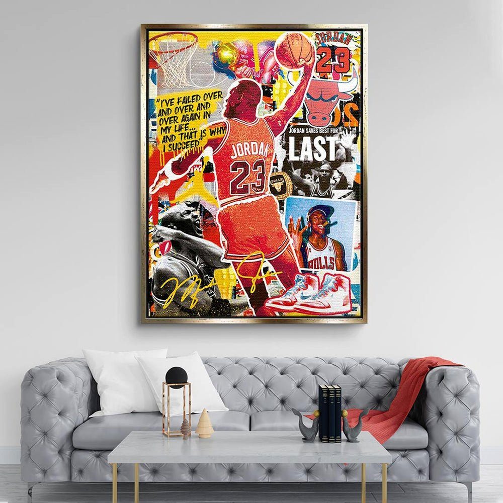 Leinwandbild Leinwandbild, Porträt Michael Collage Rahmen Art DOTCOMCANVAS® Bulls ohne 23 Pop Jordan