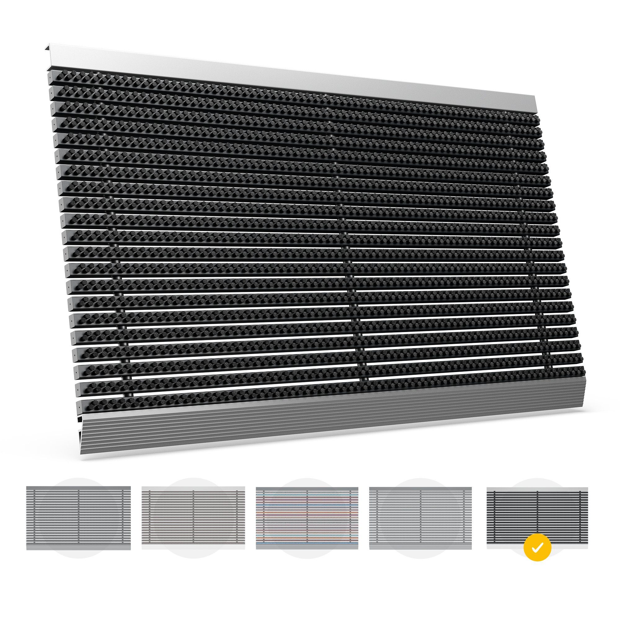 Fußmatte DUROMAS - Premium Fußabtreter für Außen aus ALU und Polypropylen, Entrando, Rechteckig, Höhe: 22 mm, pflegeleicht, robust, strapazierfähig, wetterfest, UV-beständig, rutschfest Schwarz