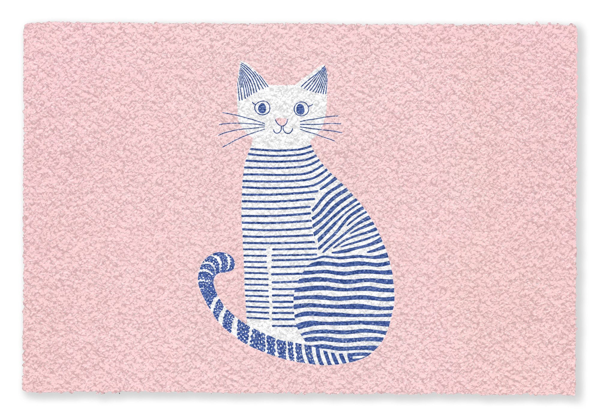 OnlyWow Teppich Katze - Illustration - Minimalistisch - Rosa, Rechteckig, Vorleger, Groß, Wohnzimmer, Modern 230x150 cm