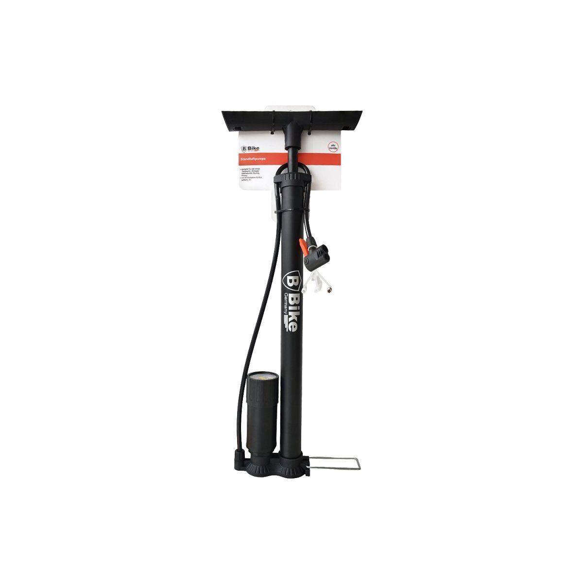 B-Bike Standpumpe 36341 (1-tlg), Standluftpumpe mit Manometer für präzise Druckkontrolle