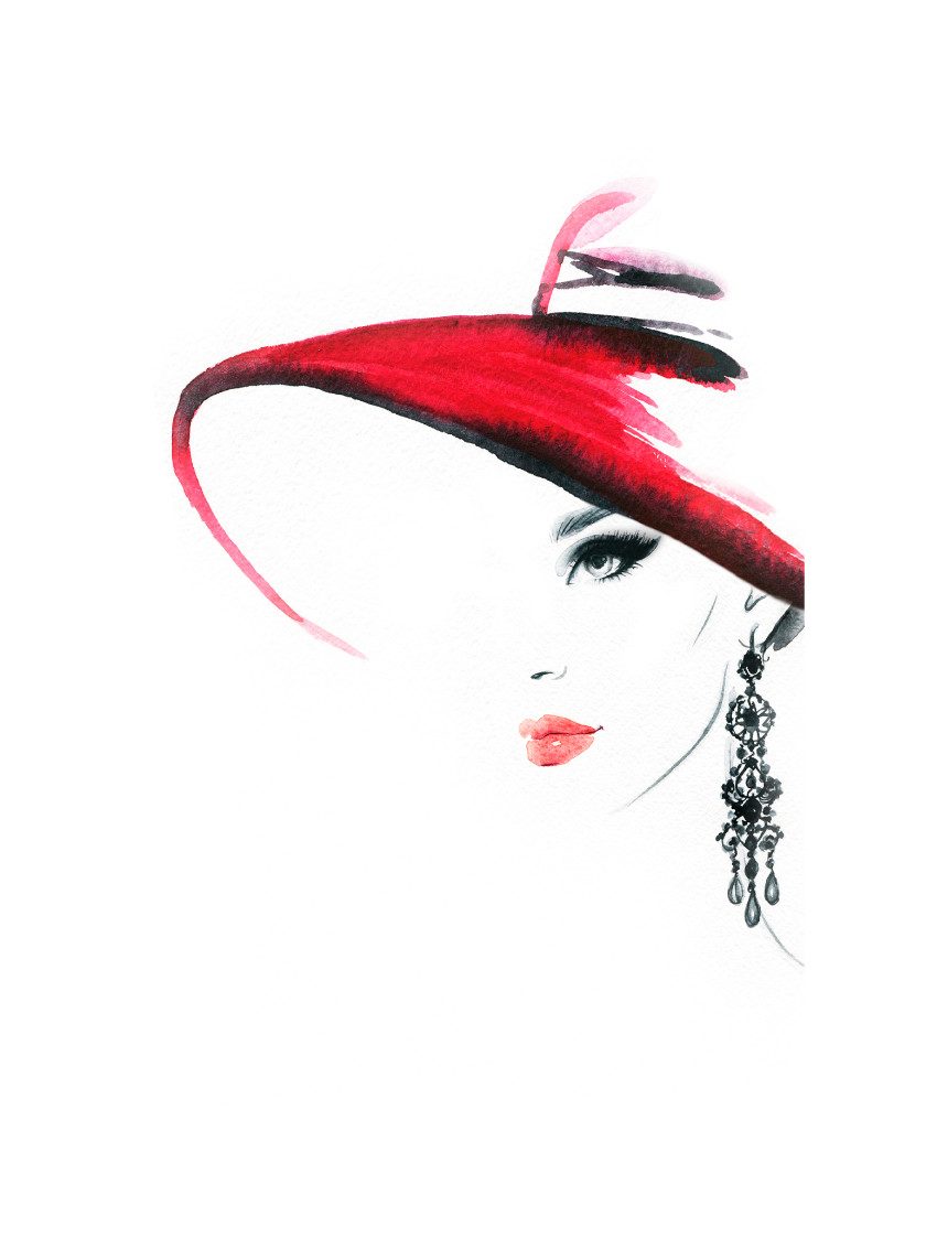 OTTO home Poster Frau mit Hut und Ohrring, Bilder von Frauen, Fashion, Frau, Magazincover, Mode, Modebilder (1 St), HD Premium Druck