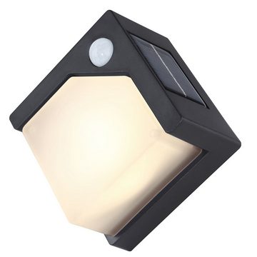 etc-shop Außen-Wandleuchte, LED-Leuchtmittel fest verbaut, Warmweiß, Solarlampe Außenleuchte Bewegungsmelder 8x LED schwarz wetterfest