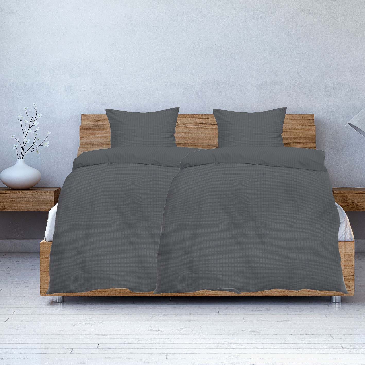 Casa Colori Bettwäsche Seersucker Bettwäsche 135x200 Reißverschluss Grau, S günstig online kaufen