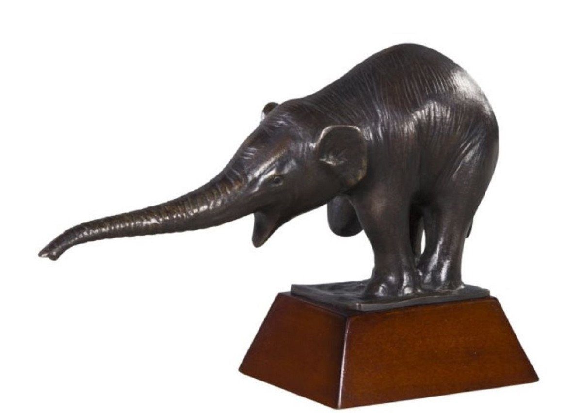 mit Braun / 42 - Dekoration Dekofigur Elefant 17 Bronze x cm x Padrino Casa Luxus Bronzefigur H. Holzsockel 29 Luxus