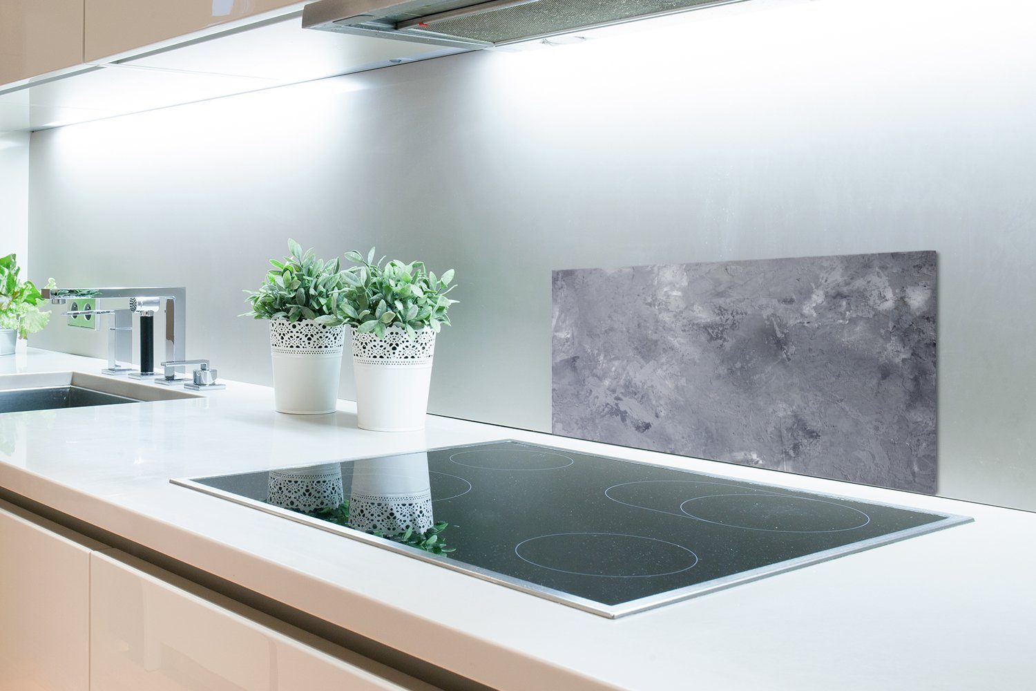 MuchoWow Küchenrückwand Schiefer - Grau gegen Beton Fett Küchen Retro und - 60x30 cm, - Rustikal, Strukturen Schmutzflecken (1-tlg), - Wandschutz, für 