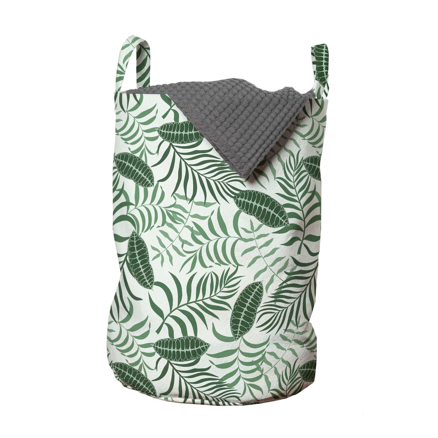 Abakuhaus Wäschesäckchen Wäschekorb mit Griffen Kordelzugverschluss für Waschsalons, Tropisch Dschungel-Blätter Regenwald