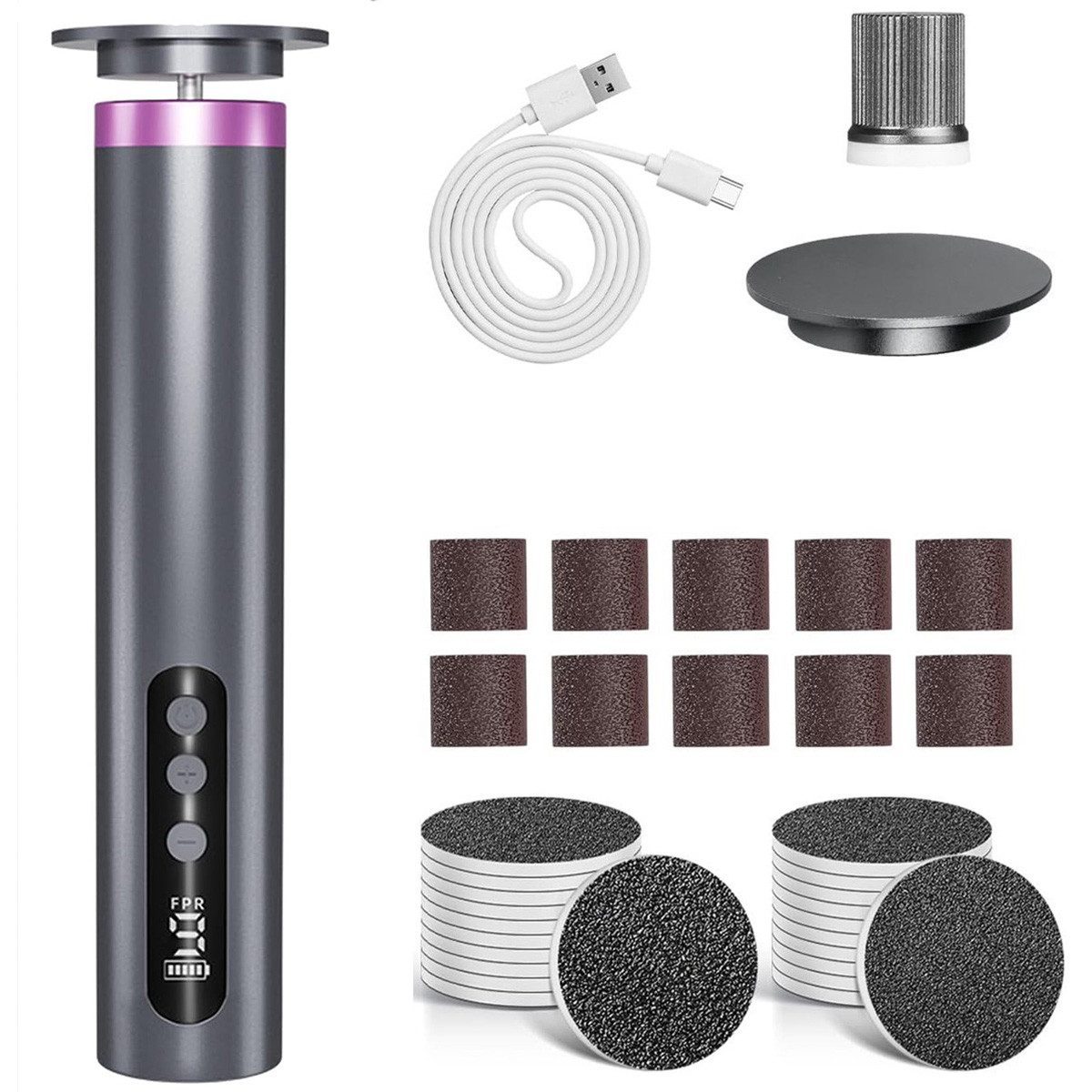 Welikera Elektrischer Hornhautentferner 2 in 1 hornhautentferner elektrisch,pediküre set fußpflege elektrisch, Set, 9 einstellbare Stufen,für trockene und rissige Haut