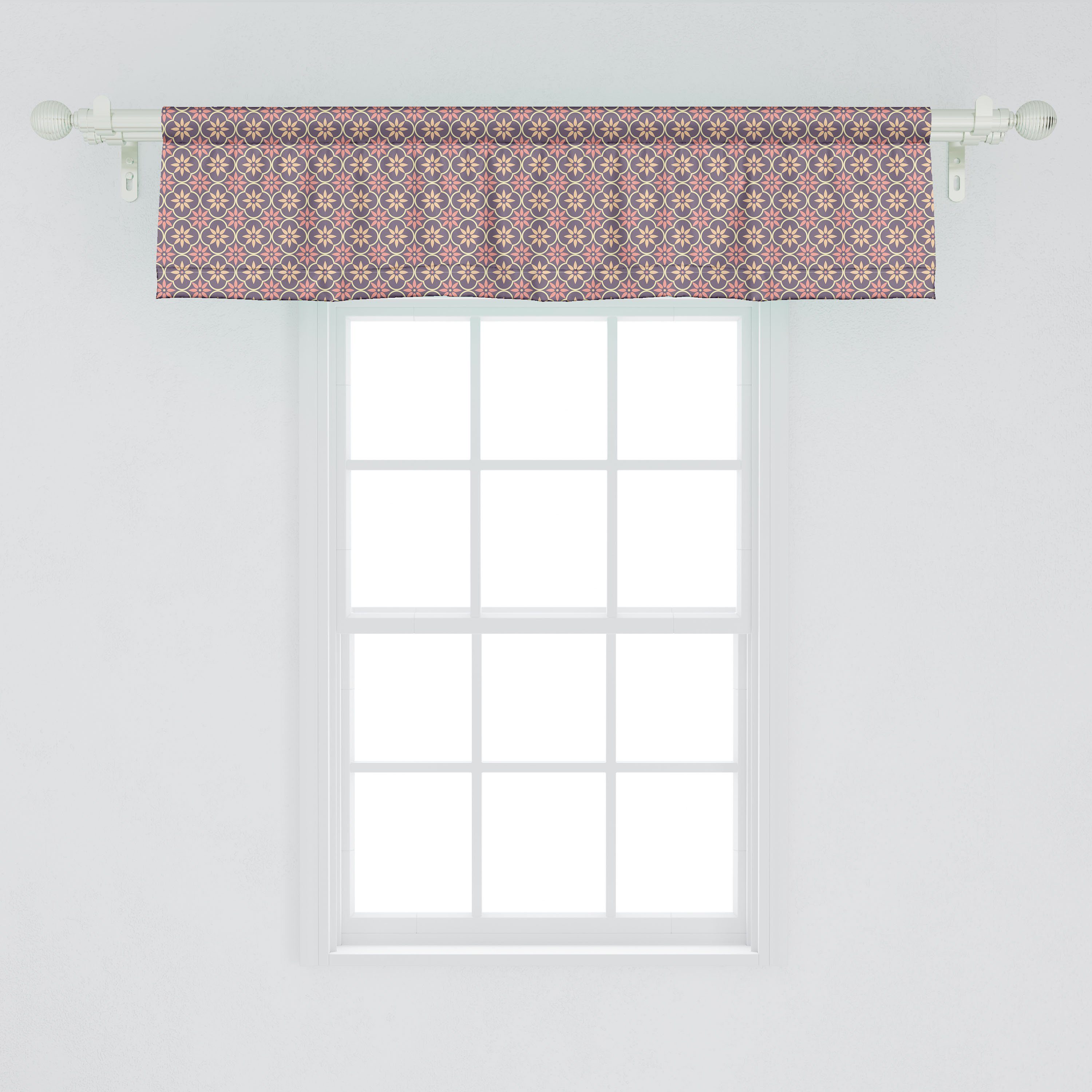 Abakuhaus, mit Scheibengardine Dekor Microfaser, Stangentasche, Floral Schlafzimmer für Osten Volant Vorhang Motive Geometrisch Küche