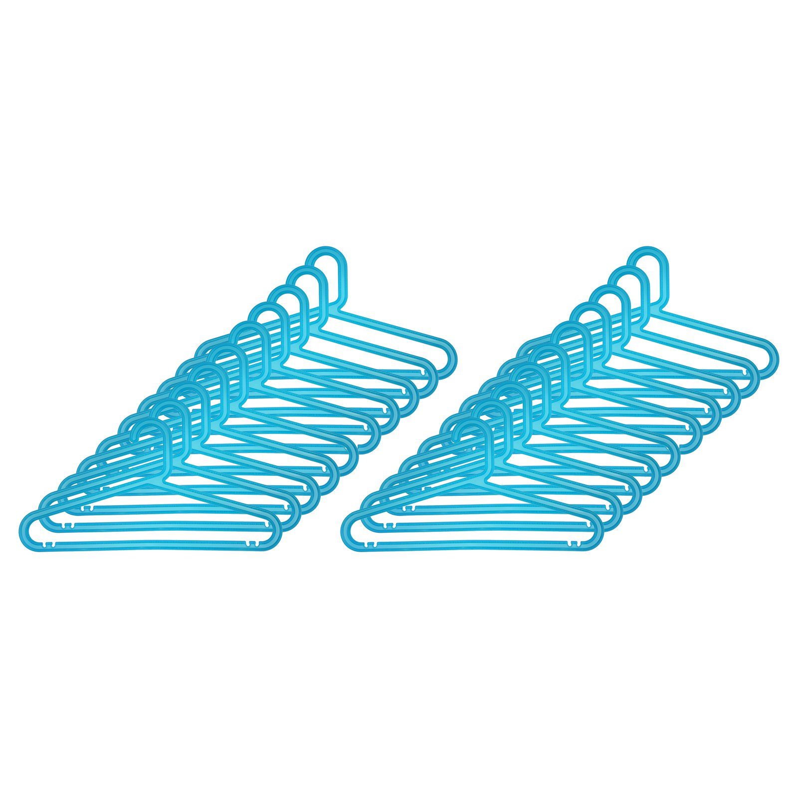 Wellgro Kleiderbügel 20er Set Kleiderbügel - Kunststoff, blau, 40 x 20,5 cm  (BxH), mit Hosensteg und Einkerbung für Kleider und Träger