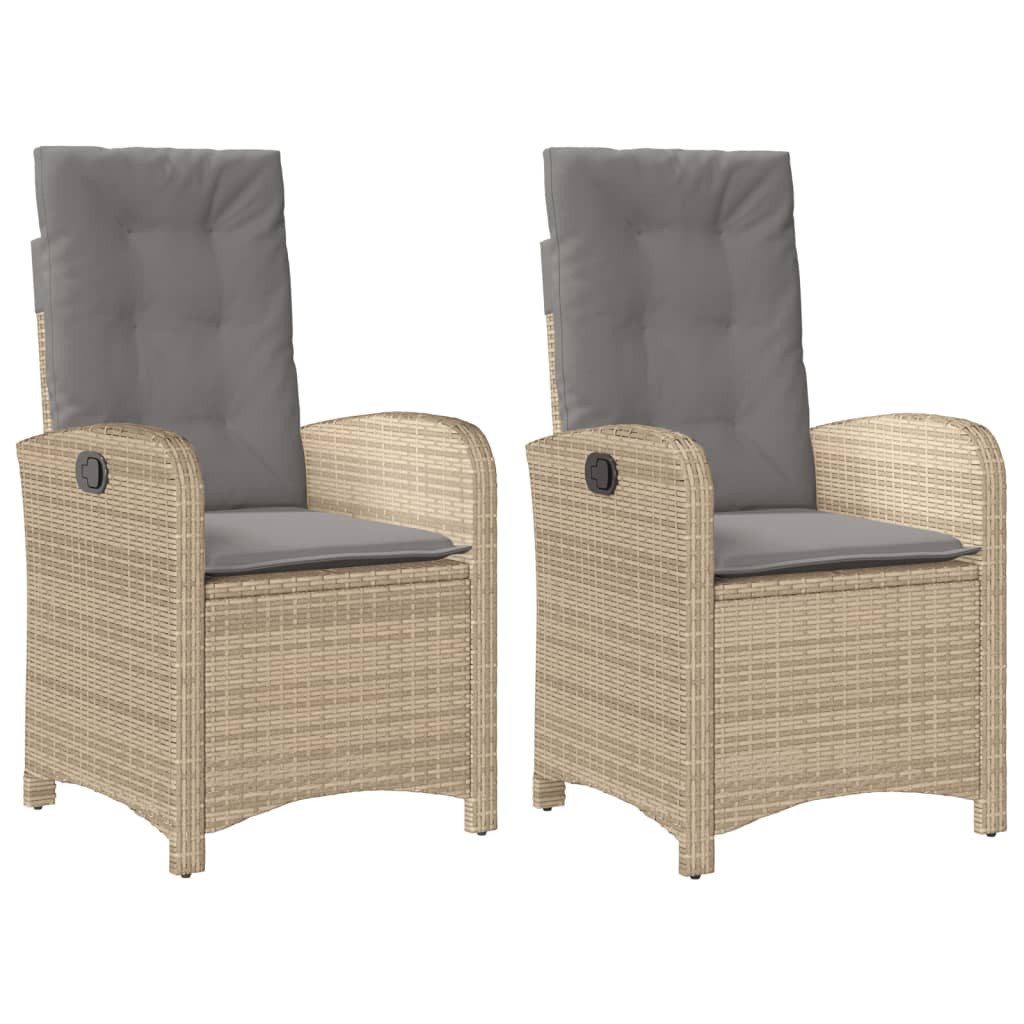 Gartenstuhl Gartensessel Kissen 2Stk Verstellbar Beigemischung Polyrattan