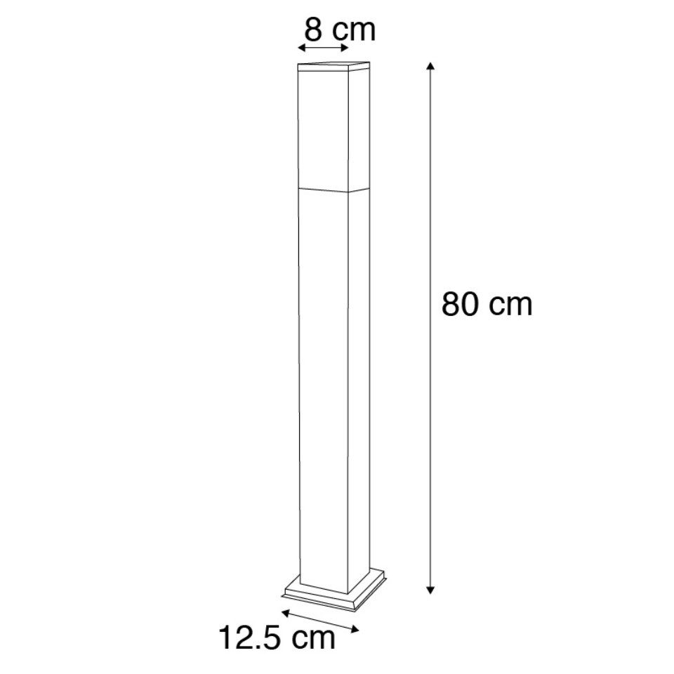 Qazqa Außen-Stehlampe Malios, Dimmbar, LED wechselbar, Extra-Warmweiß, QAZQA Außen­poller­leuchte, e27, Dunkelgrau, Edelstahl, Modern