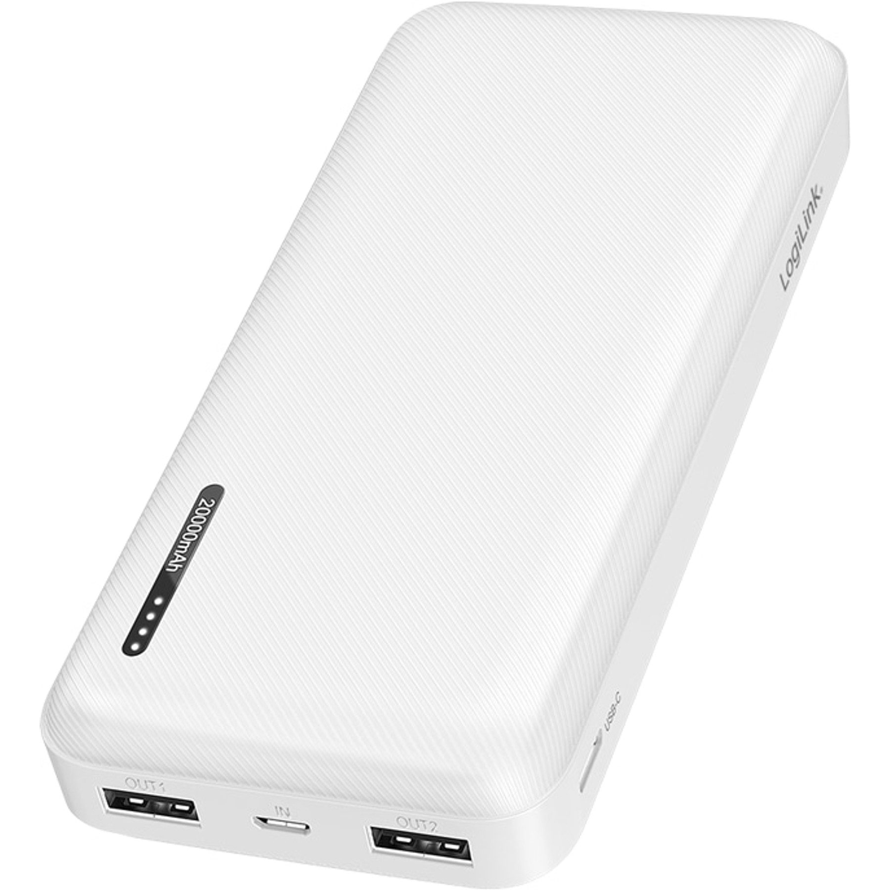 LogiLink LOGILINK Powerbank PA0323W, 20.000 mAh, 2x USB-A, 1x USB-C, weiß Powerbank