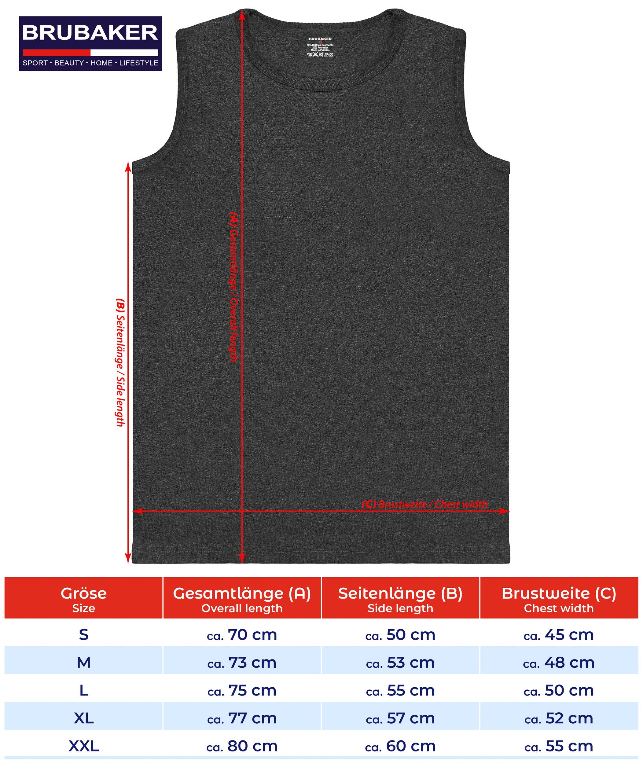 BRUBAKER Muskelshirt Tank Top Unterhemd mit Rundhals Ausschnitt (5er-Pack) Baumwolle Herren Tanktop, Extra Lang für Männer, Schlicht Basic – Bild 5 von 5