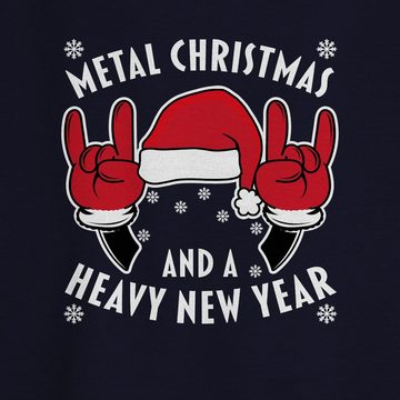 Shirtracer Sweatshirt Metal Christmas and a Heavy New Year - weiß (1-tlg) Weihachten Kleidung