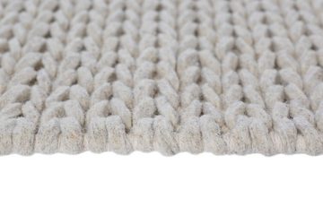 Wollteppich Noyack, Home affaire, rechteckig, Höhe: 12 mm, Handweb-Teppich, Strick-Optik, handgewebt, reine Wolle