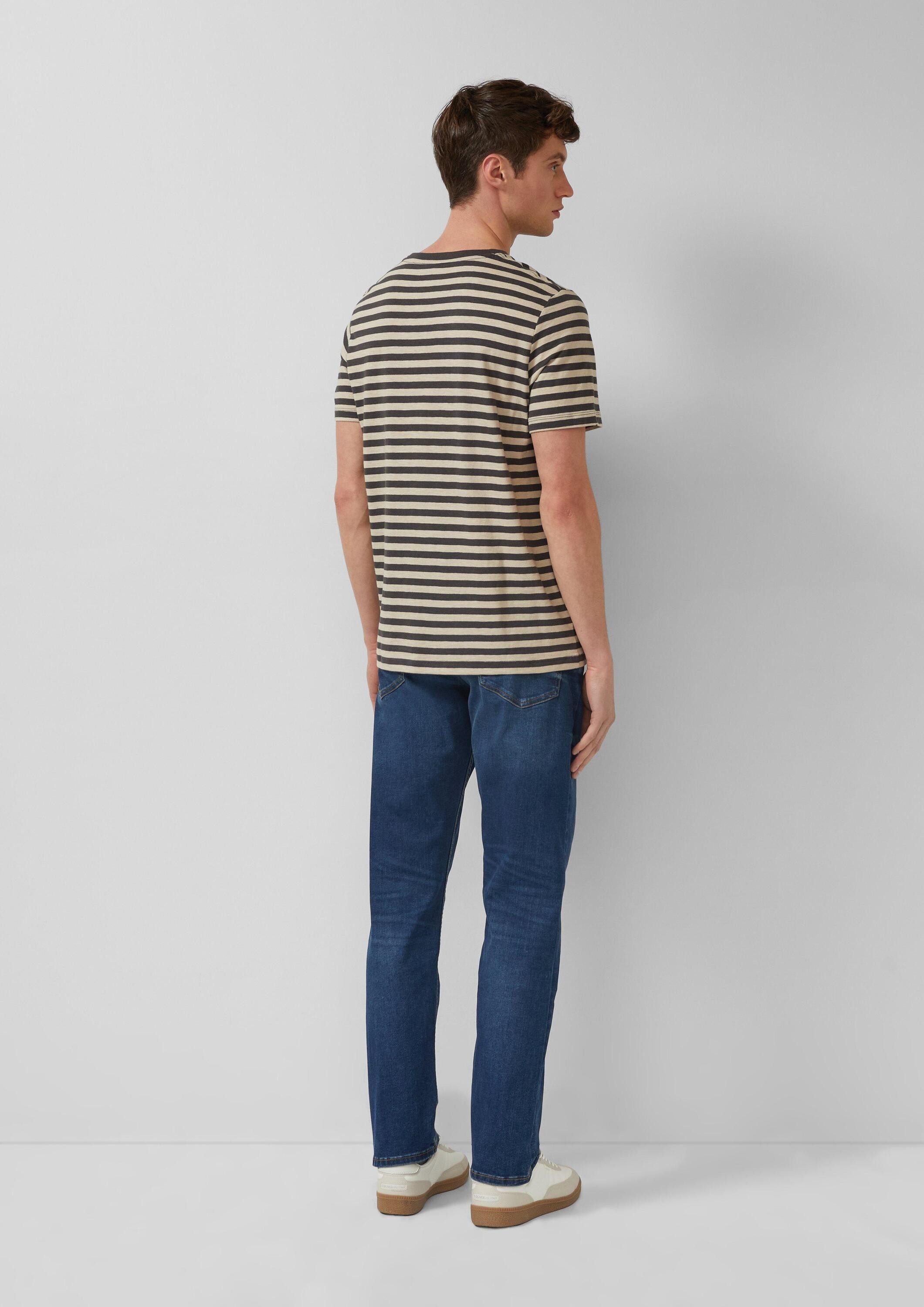 s.Oliver Kurzarmshirt T-Shirt Gestreiftes T-Shirt in Flammgarnstruktur