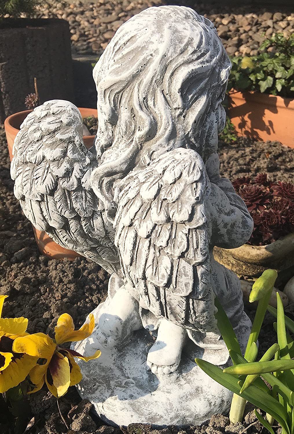 Stone and Style Engelfigur Frostfeste Steinfigur kniender Engel